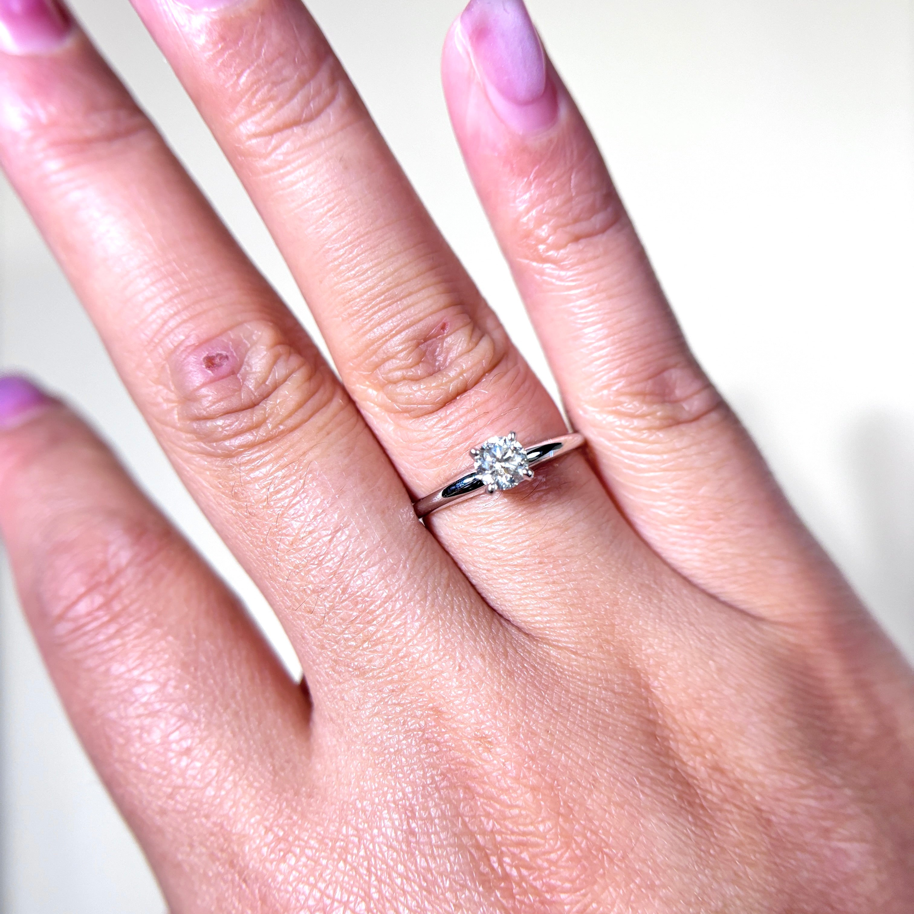 14k White Gold Diamond Engagement Ring | 0.47ct I1 J | SZ 7