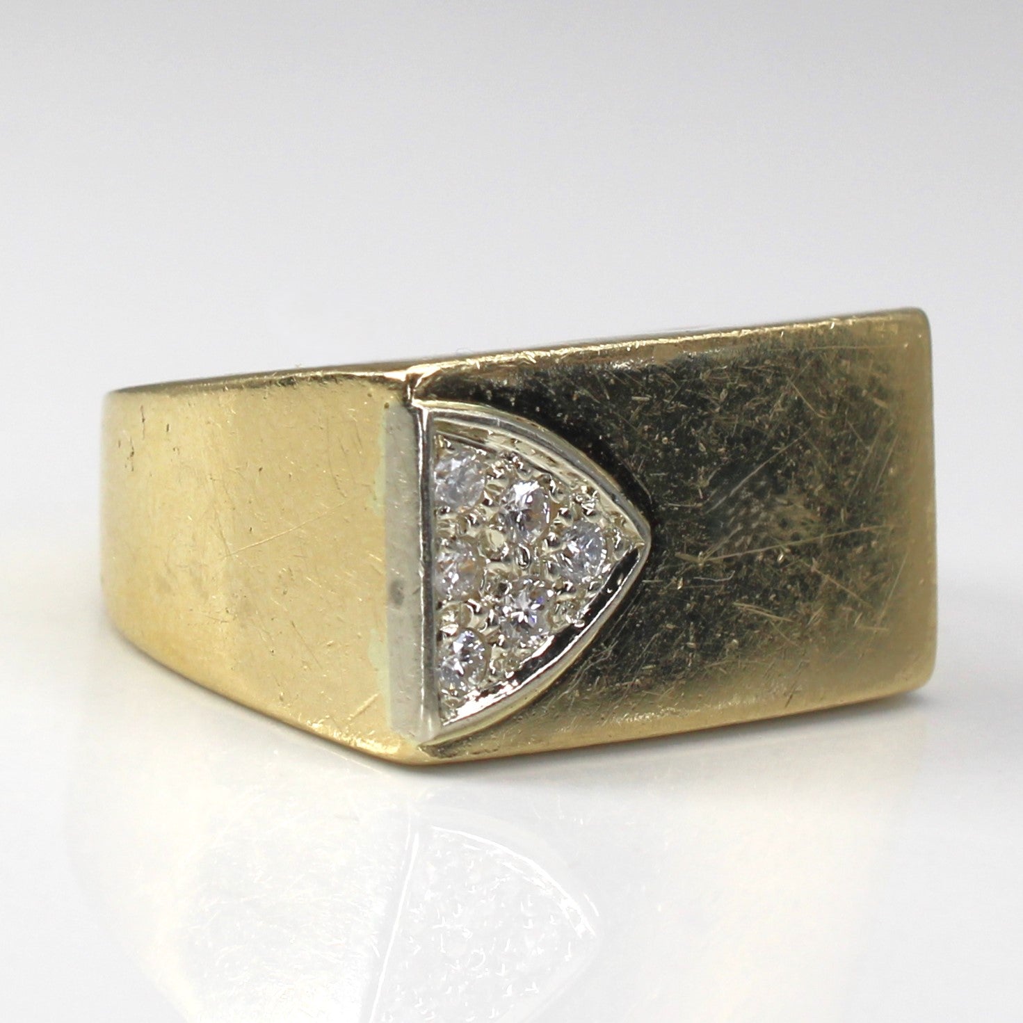 Cluster Diamond Signet Gold Ring | 0.15ctw | SZ 5.5 |