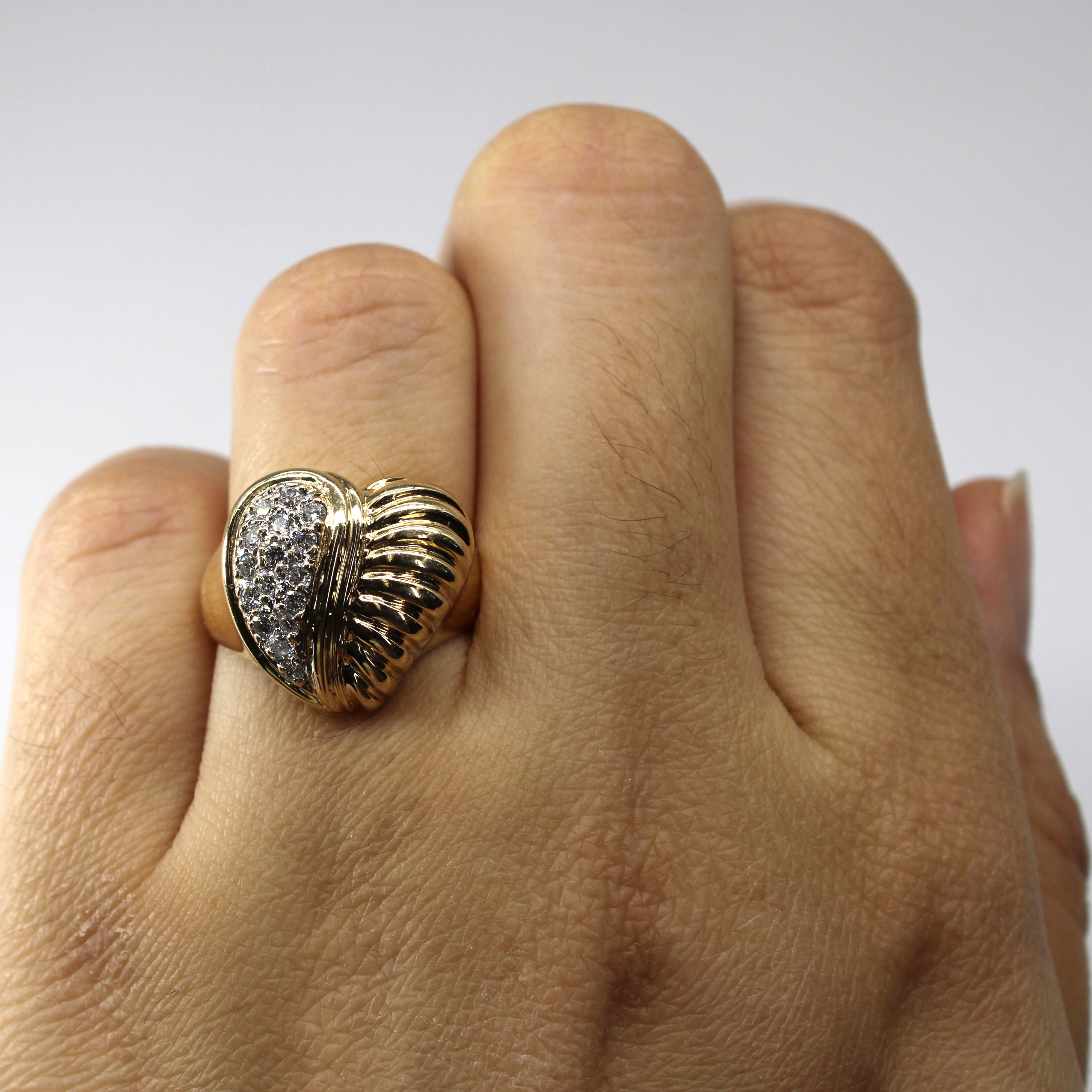 Cluster Diamond Heart Design Gold Ring | 0.40ctw | SZ 5.75 |