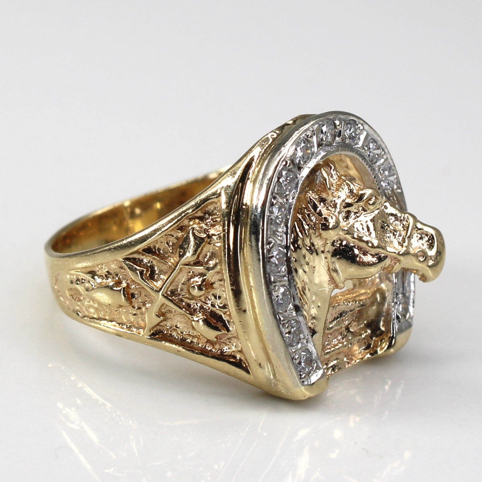 Diamond Horseshoe Design Gold Ring | 0.30ctw | SZ 8.5 |