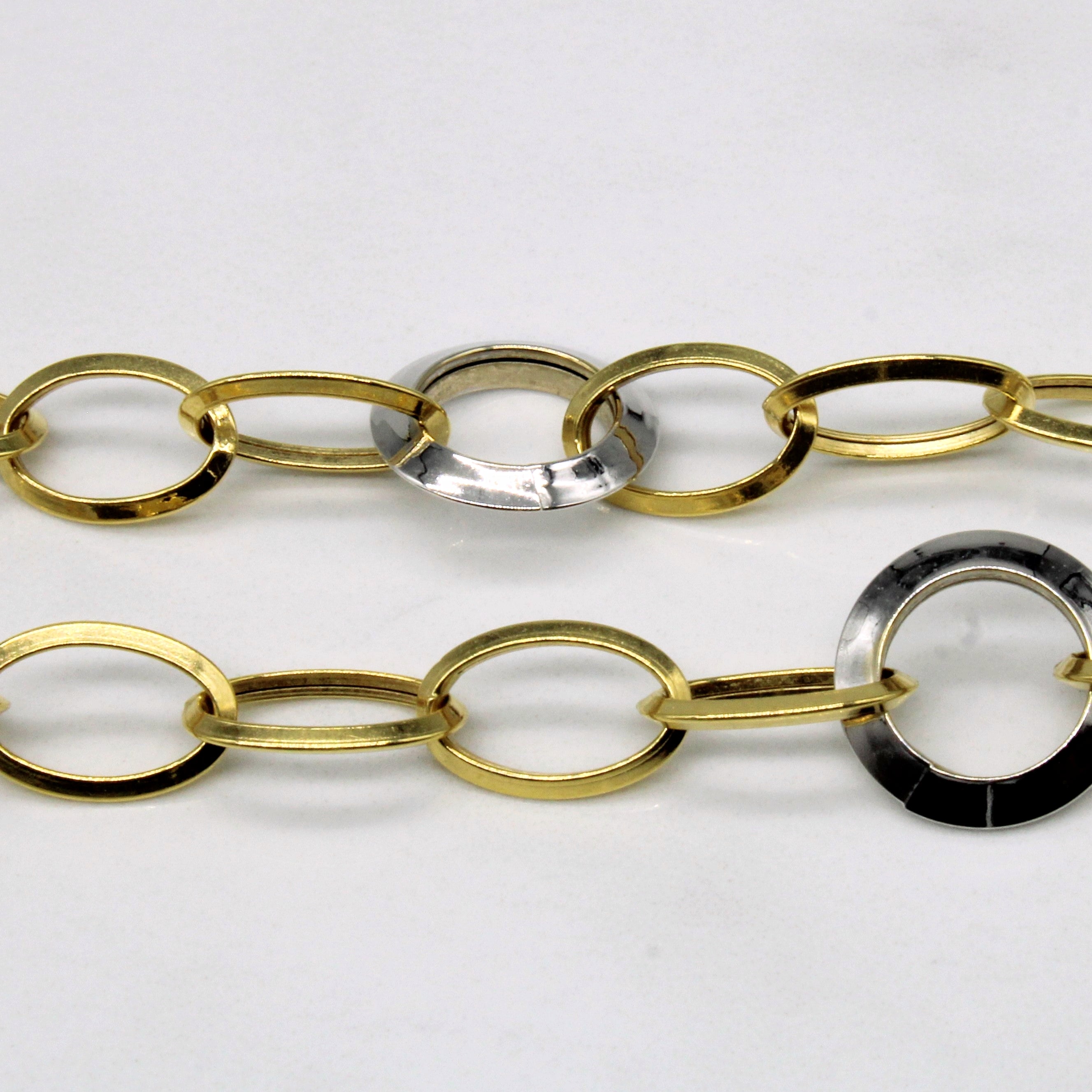 Italian 18k Two Tone Gold Drop Necklace | 17" |