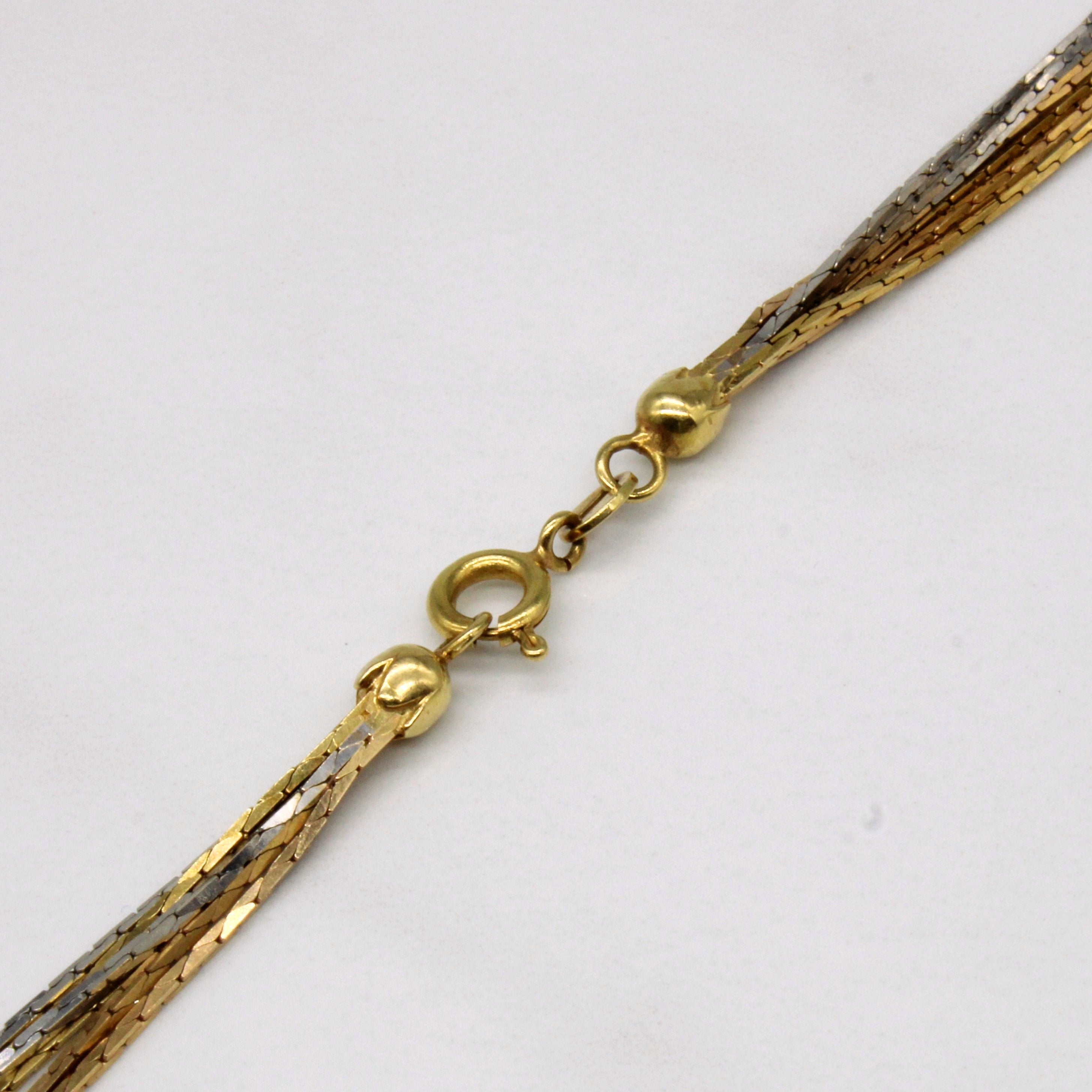 18k Two Tone Gold Layered Necklace | 17" |