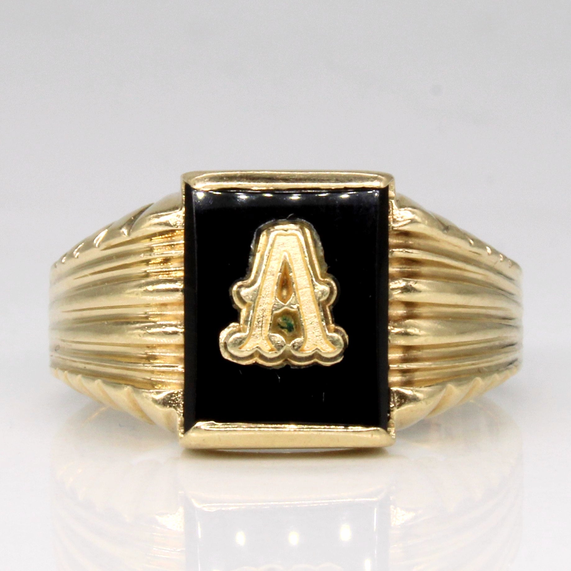 Onyx 'A' Initial Ring | 1.10ct | SZ 7.5 |