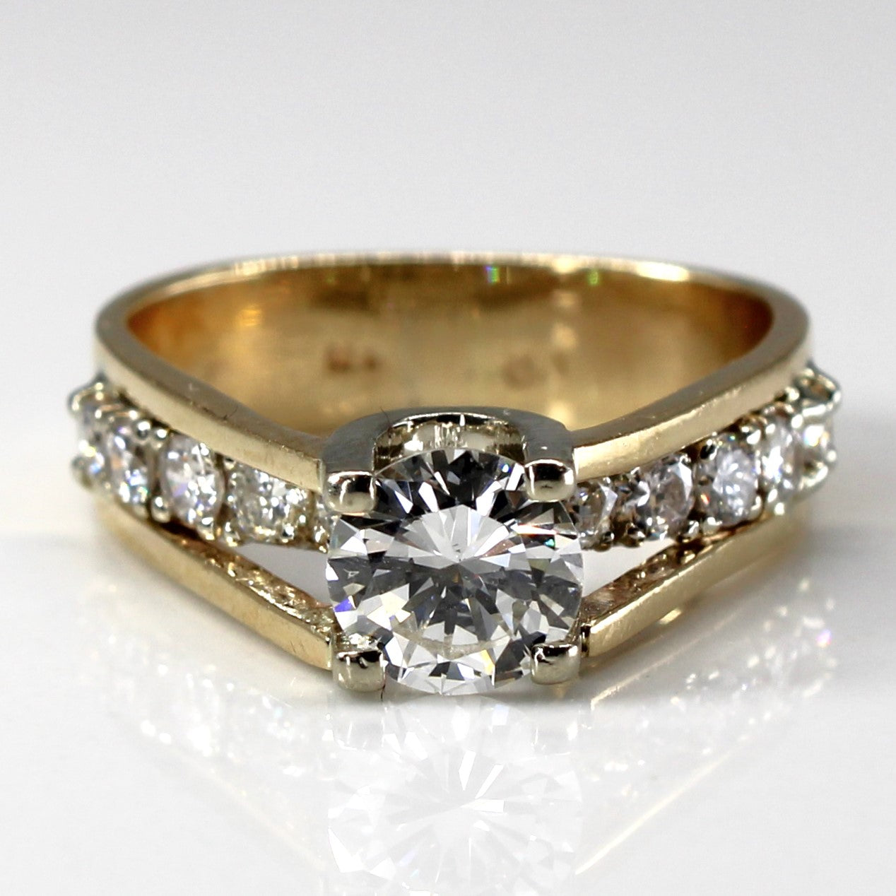 Diamond Engagement Ring with Accents | 1.11ctw SI1 G/H | SZ 5.5 |