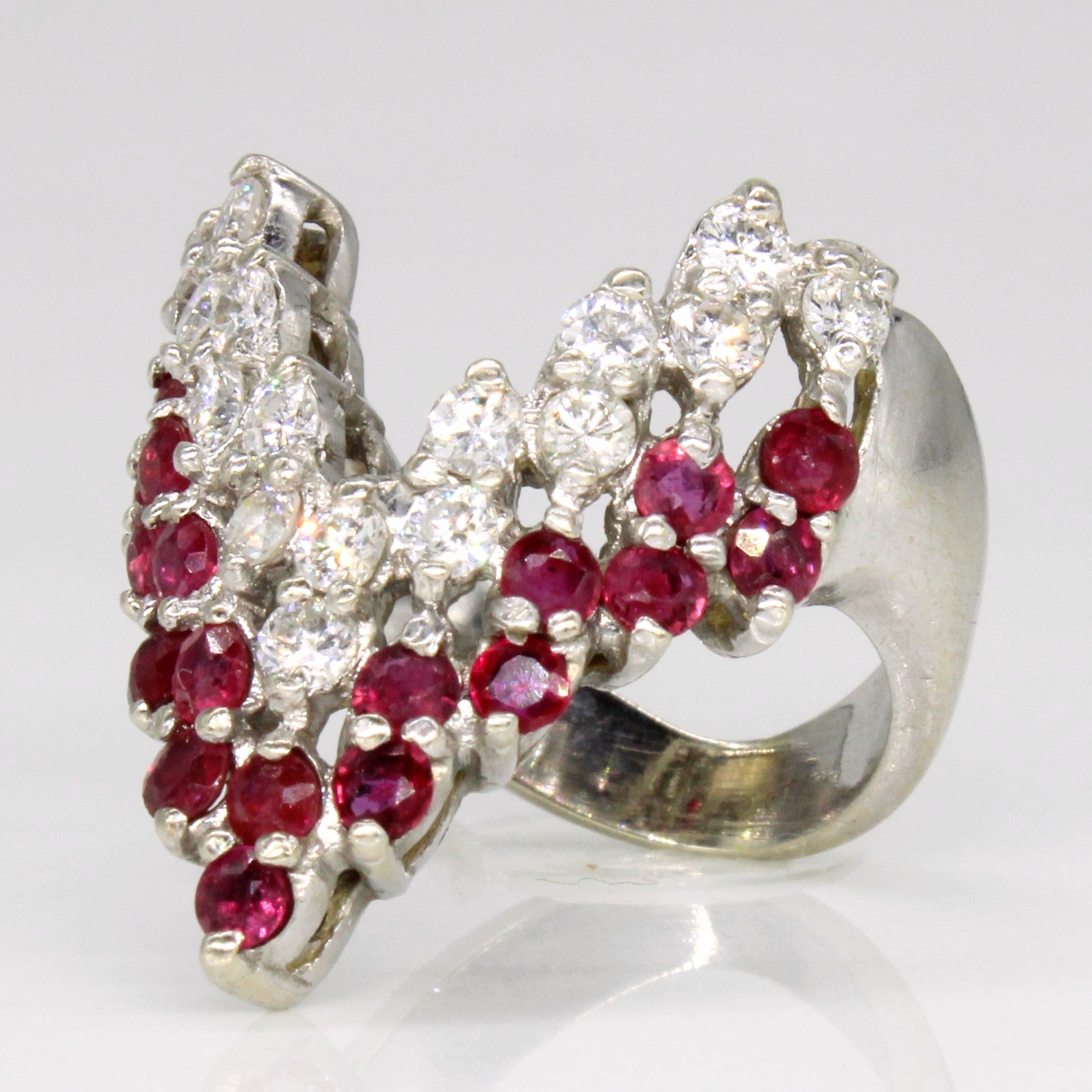 Ruby & Diamond Chevron Ring | 0.57ctw, 0.48ctw | SZ 4.25 |