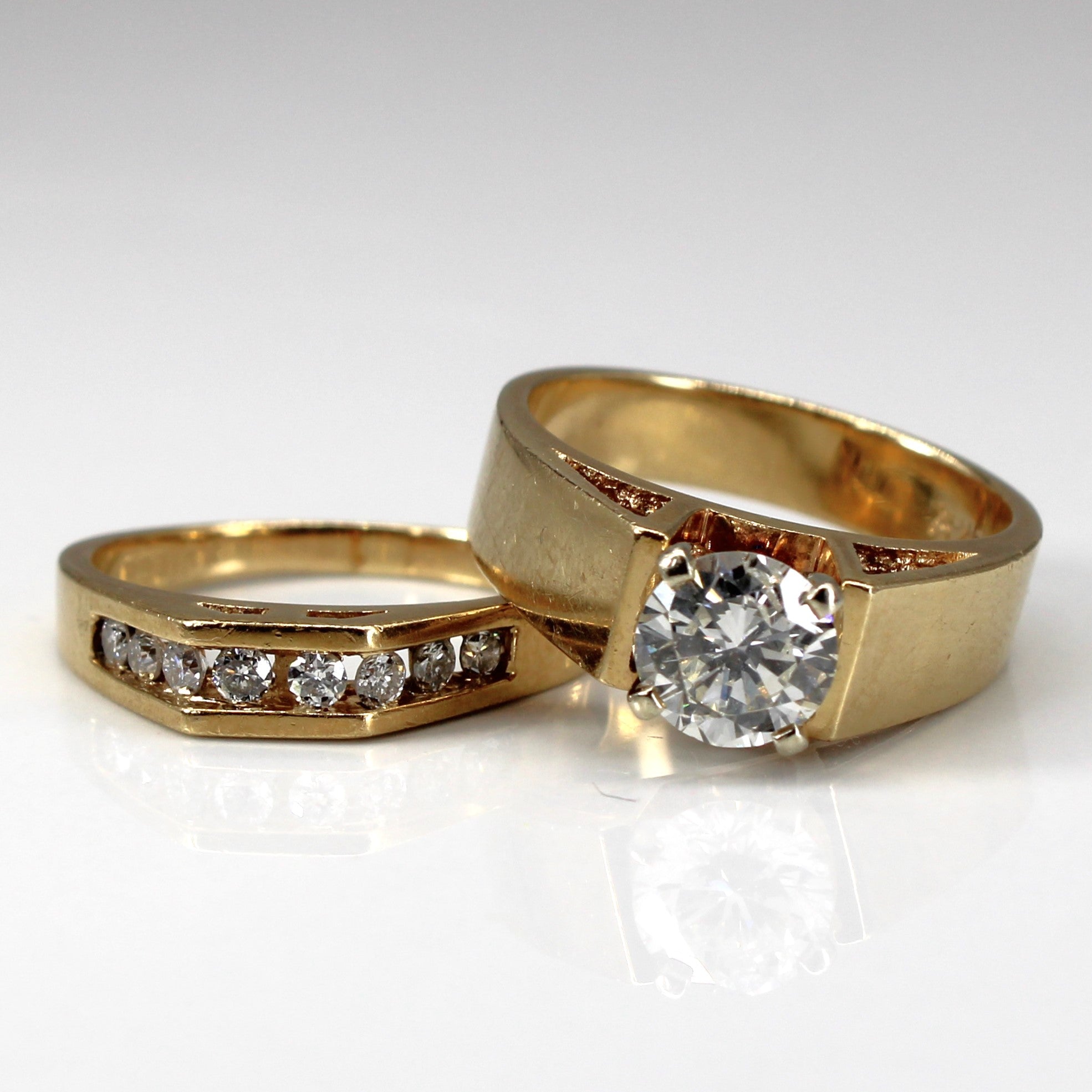 Bague de fiançailles solitaire avec alliance assortie | 1,25 ct SI2/I1 I/J | Taille 6,5 |