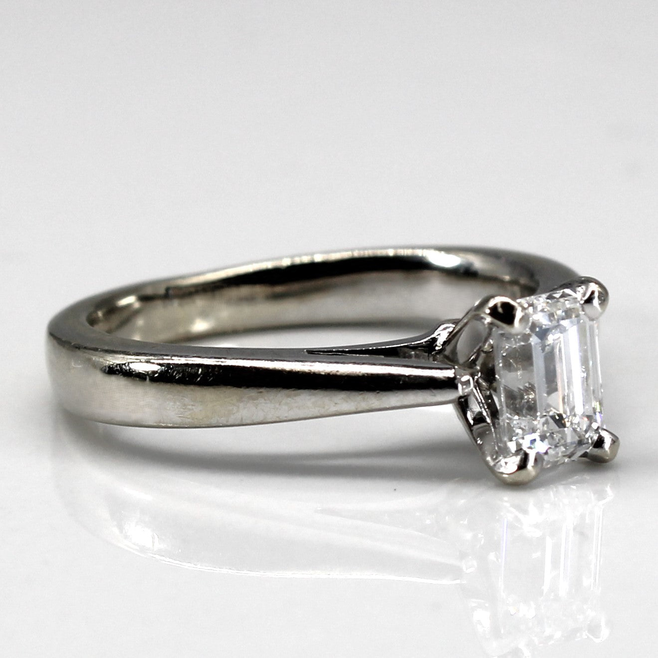 Solitaire Emerald Cut Diamond Ring | 0.65ct VS1 G | SZ 4.75 |