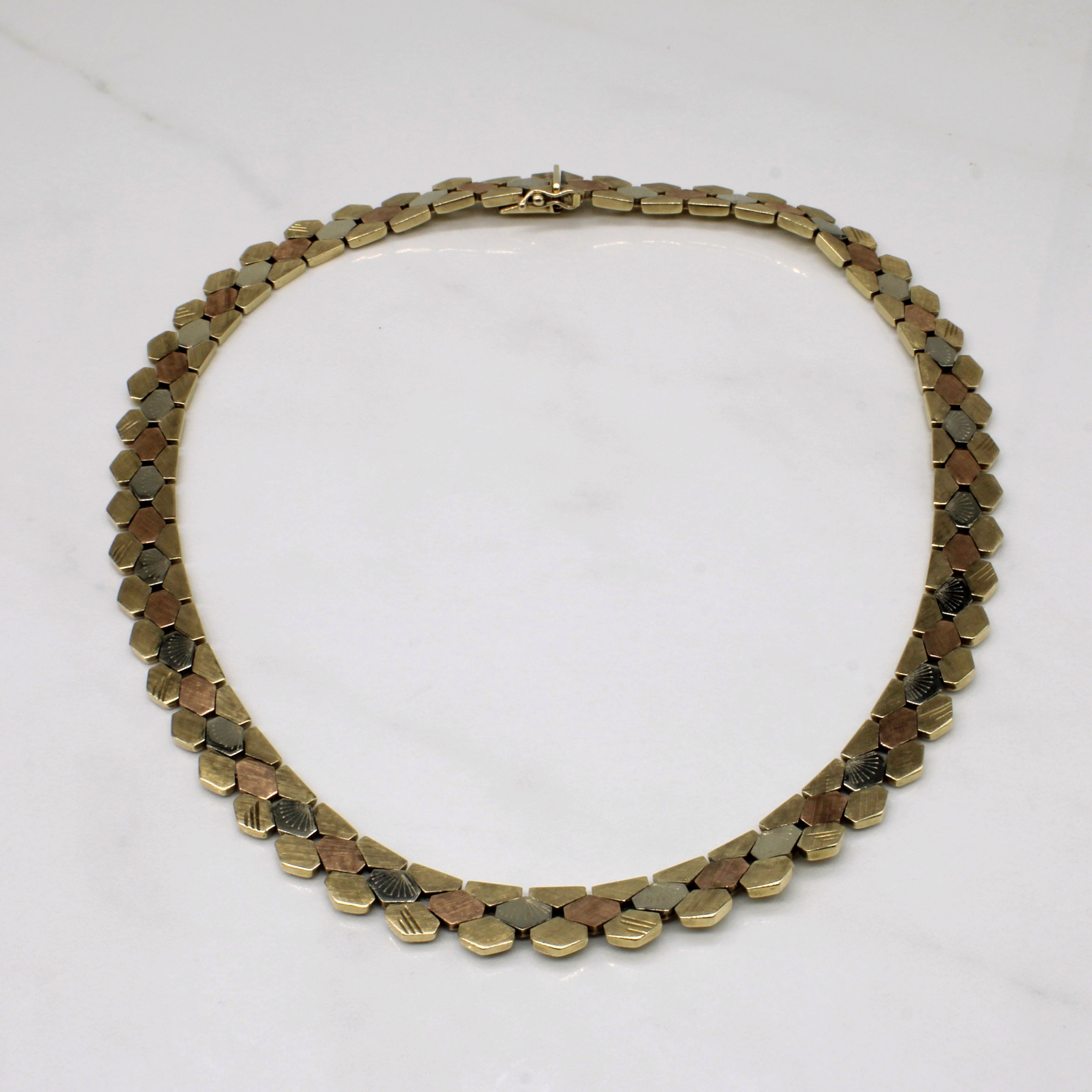 9k Tri Tone Gold Necklace | 16" |