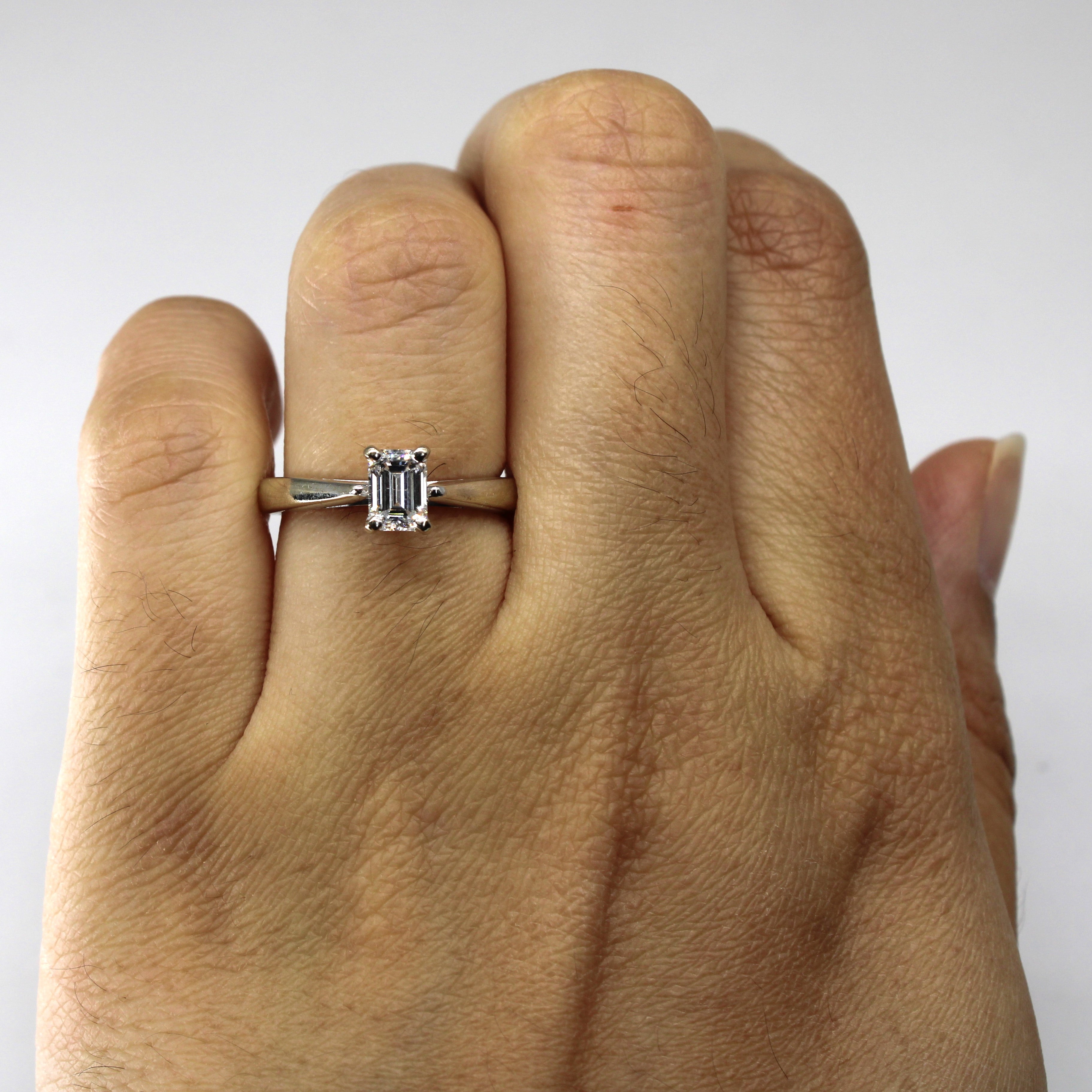 Solitaire Emerald Cut Diamond Ring | 0.65ct VS1 G | SZ 4.75 |