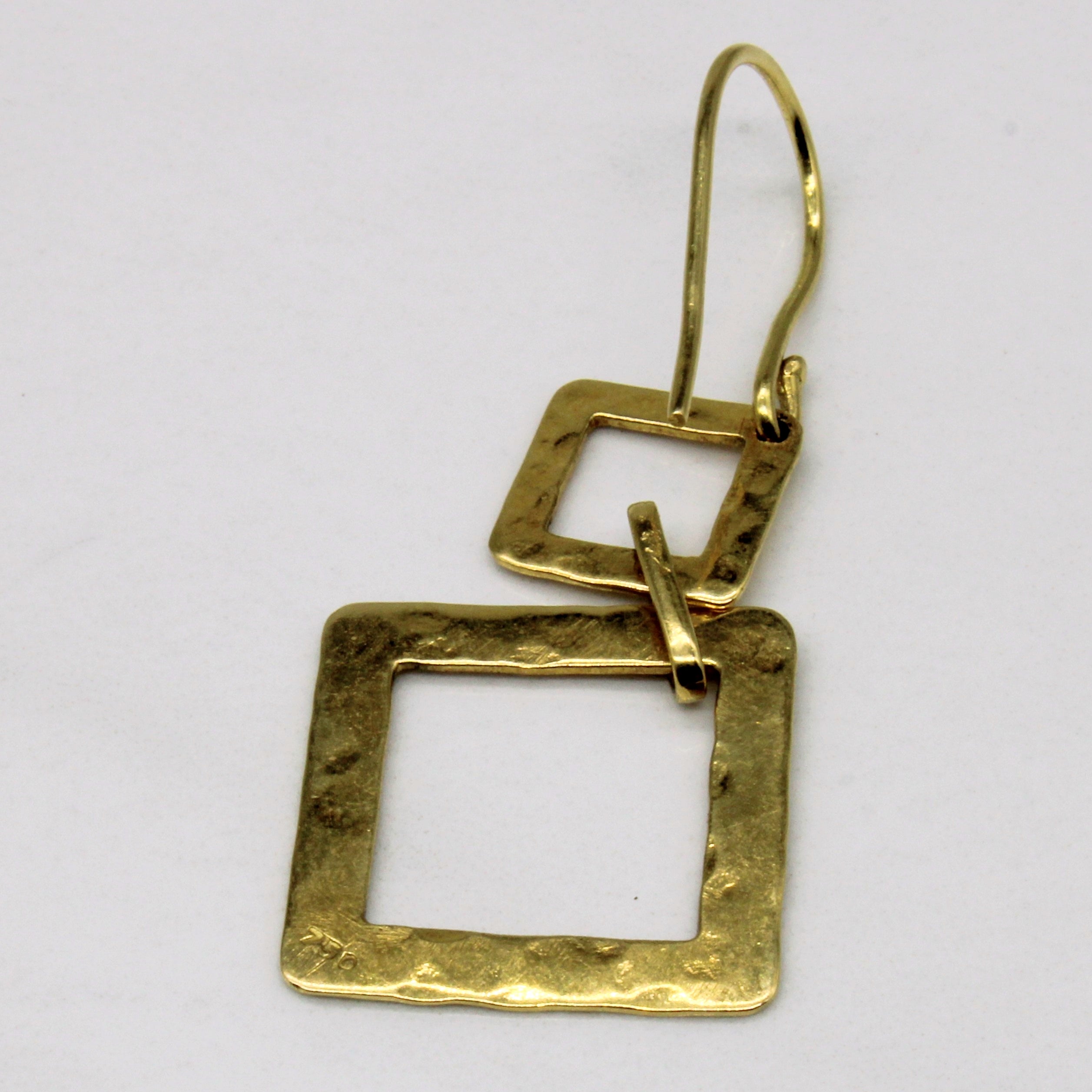 18k Yellow Gold Geometric Drop Earrings