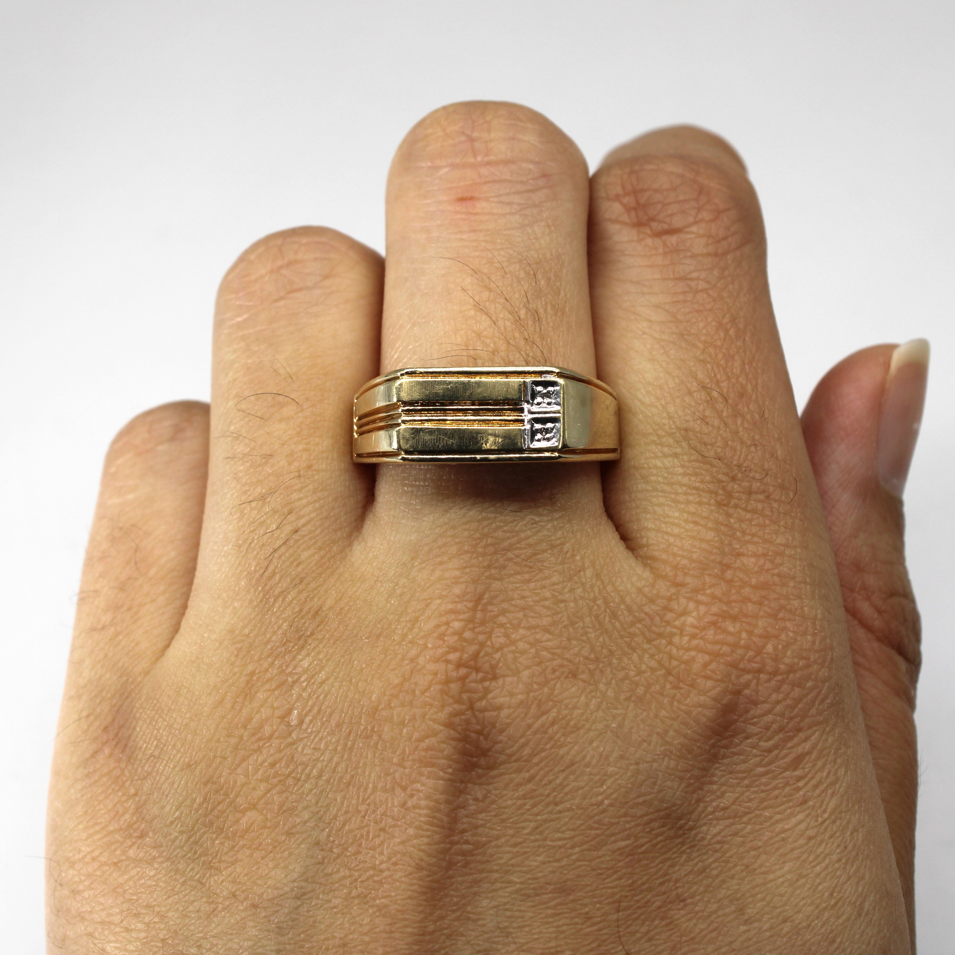 Diamond Signet Ring | 0.02ctw | SZ 9.5 |