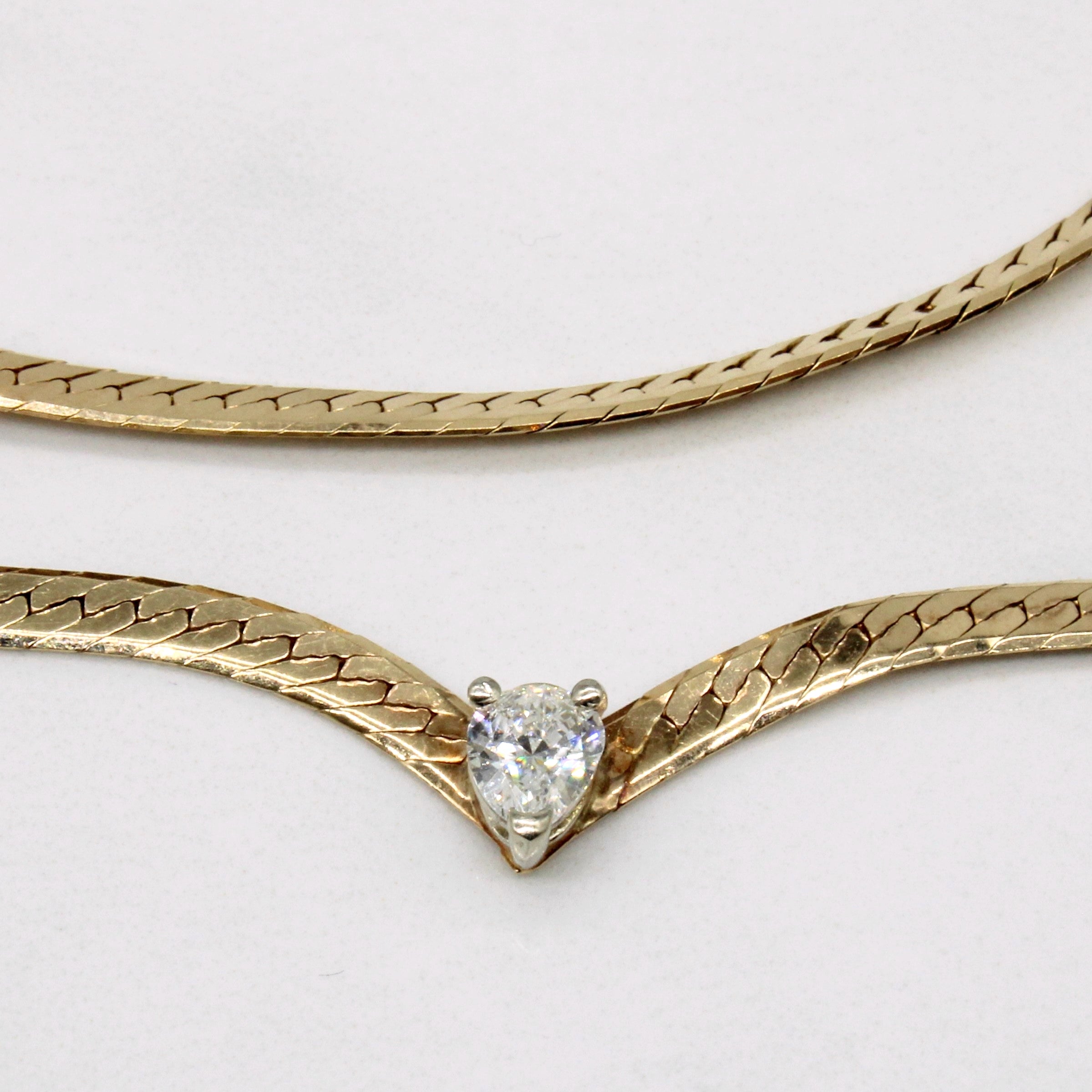 Pear Cut Diamond Necklace | 0.35ct | 16" |