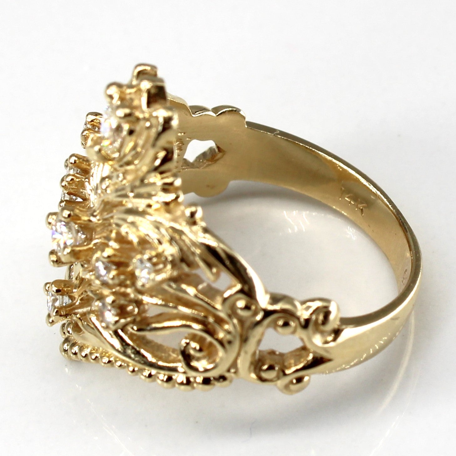 Crown Design Filigree Diamond Ring | 0.22ctw | SZ 6.5 |