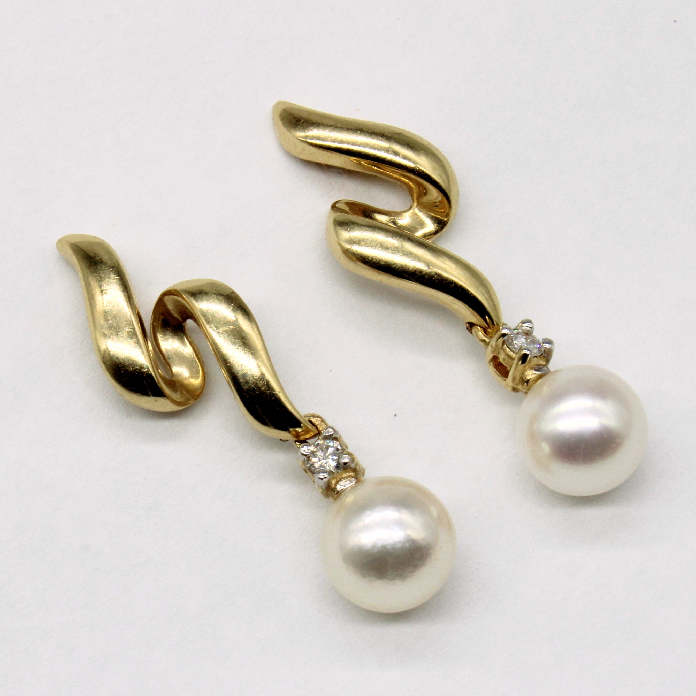 Pearl & Diamond Earrings | 0.05ctw |