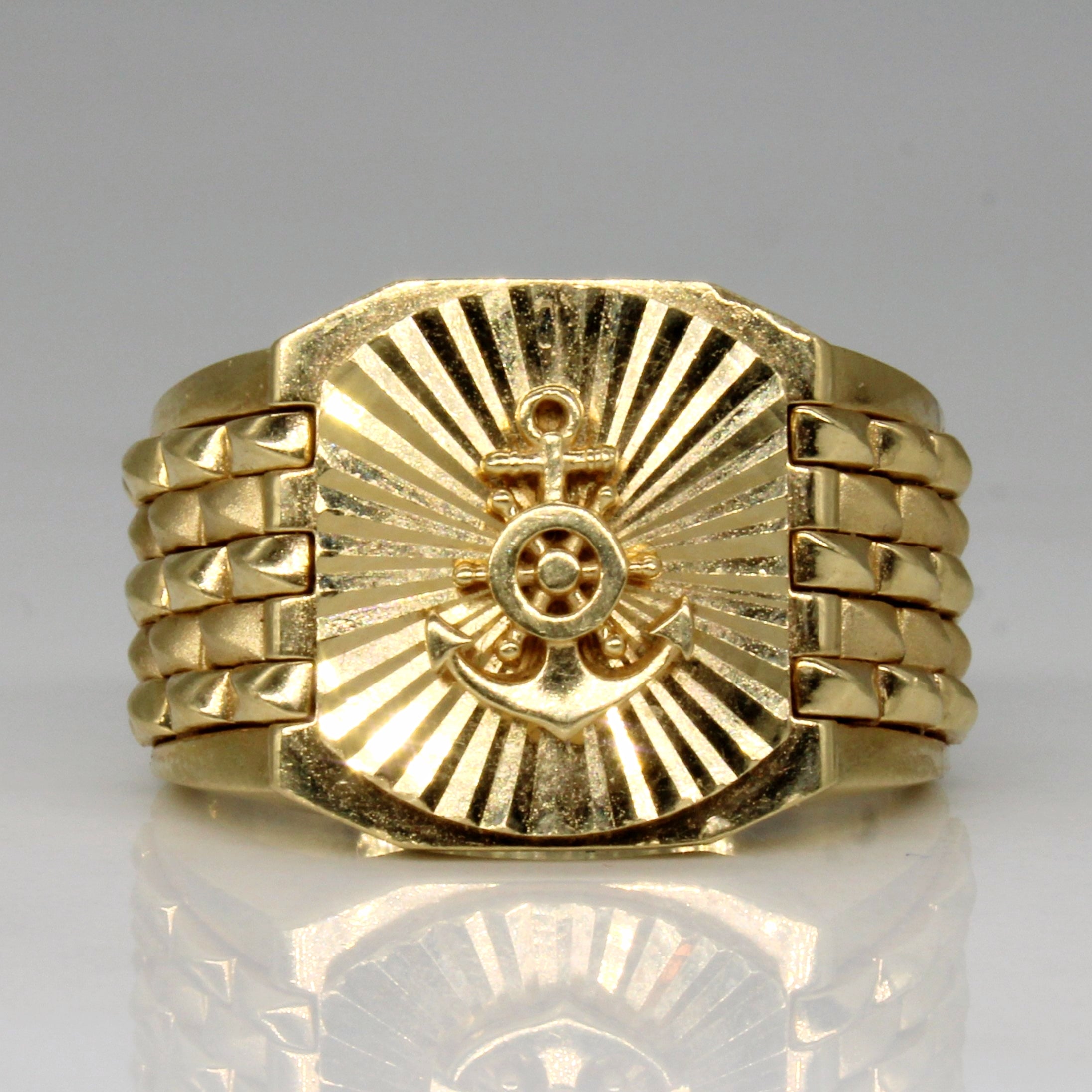 18k Yellow Gold Anchor Ring | SZ 8.5 |