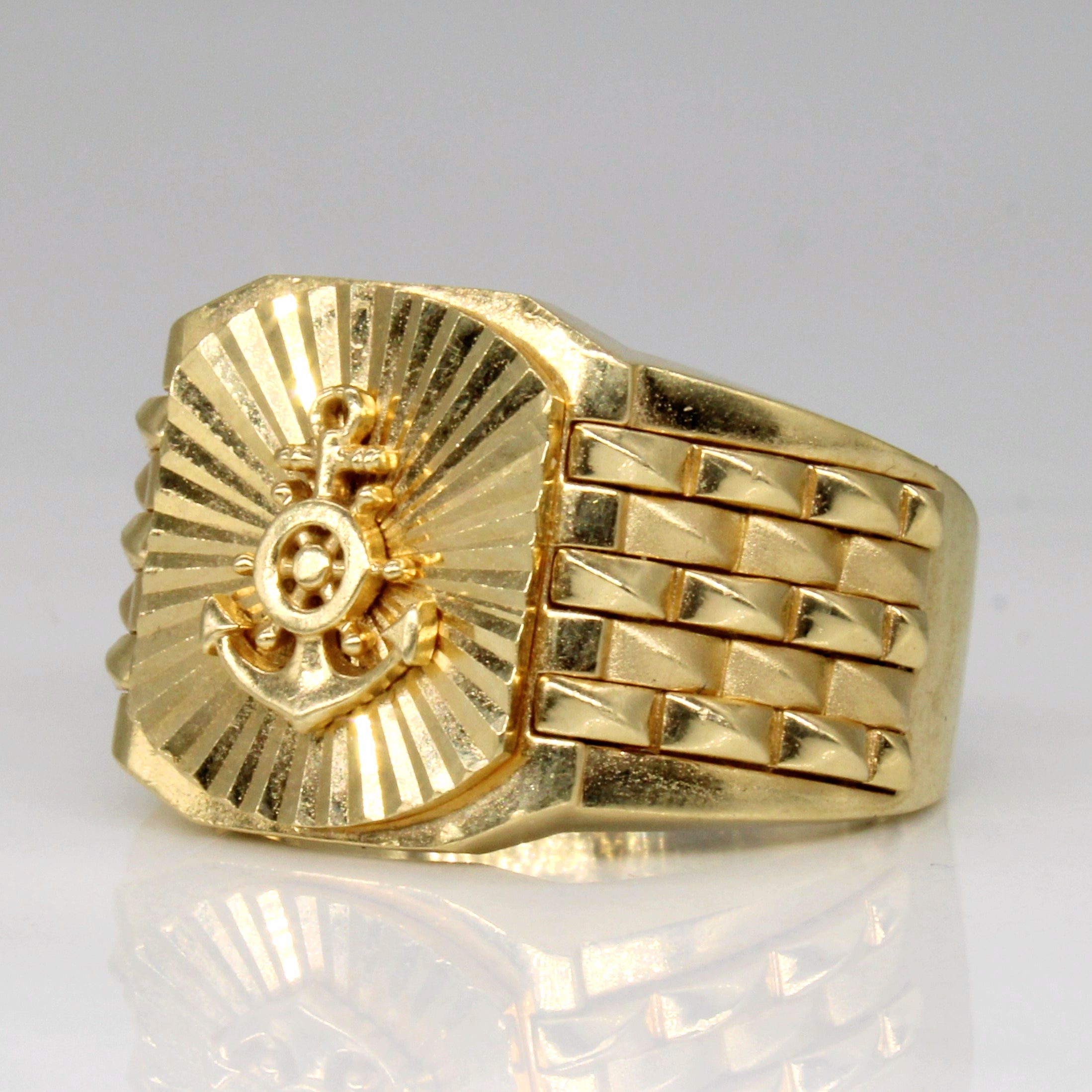 18k Yellow Gold Anchor Ring | SZ 8.5 |