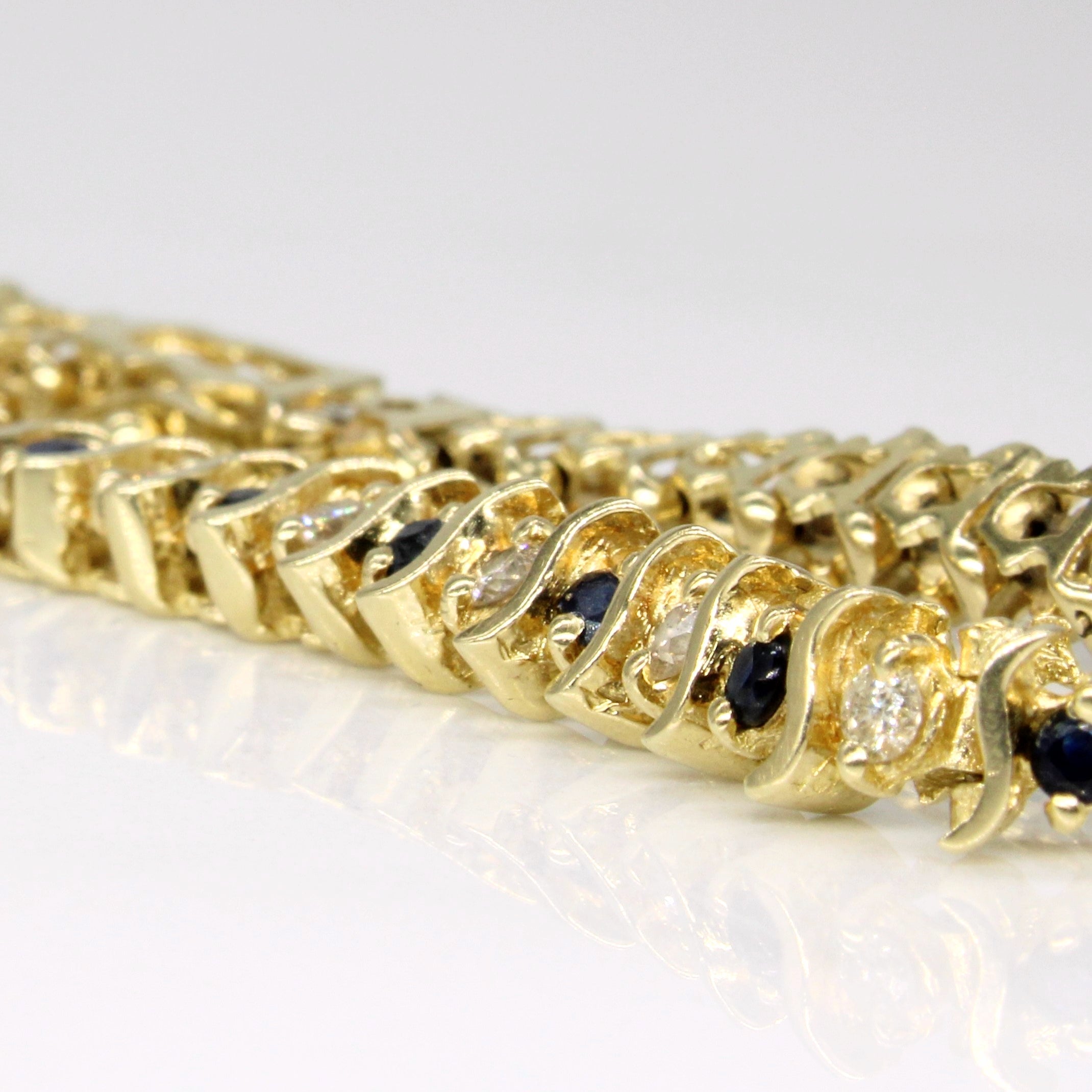 Diamond & Sapphire Tennis Bracelet | 0.75ctw, 0.58ctw | 7" |
