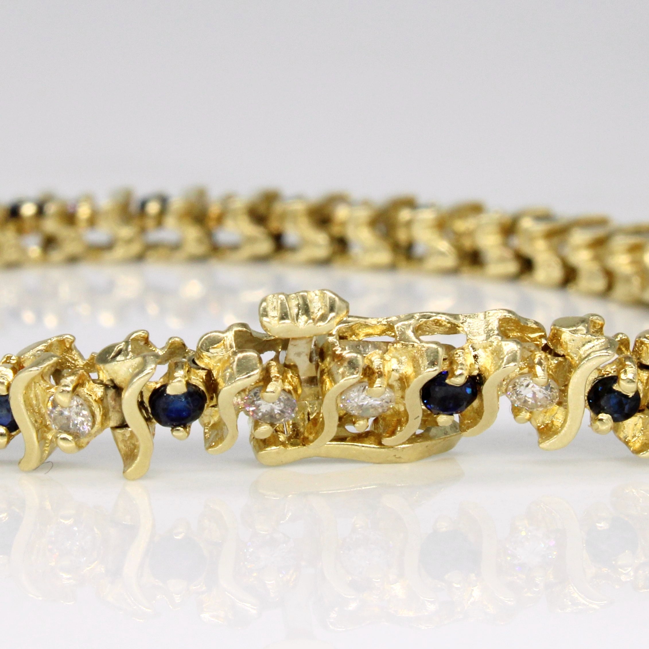 Diamond & Sapphire Tennis Bracelet | 0.75ctw, 0.58ctw | 7" |