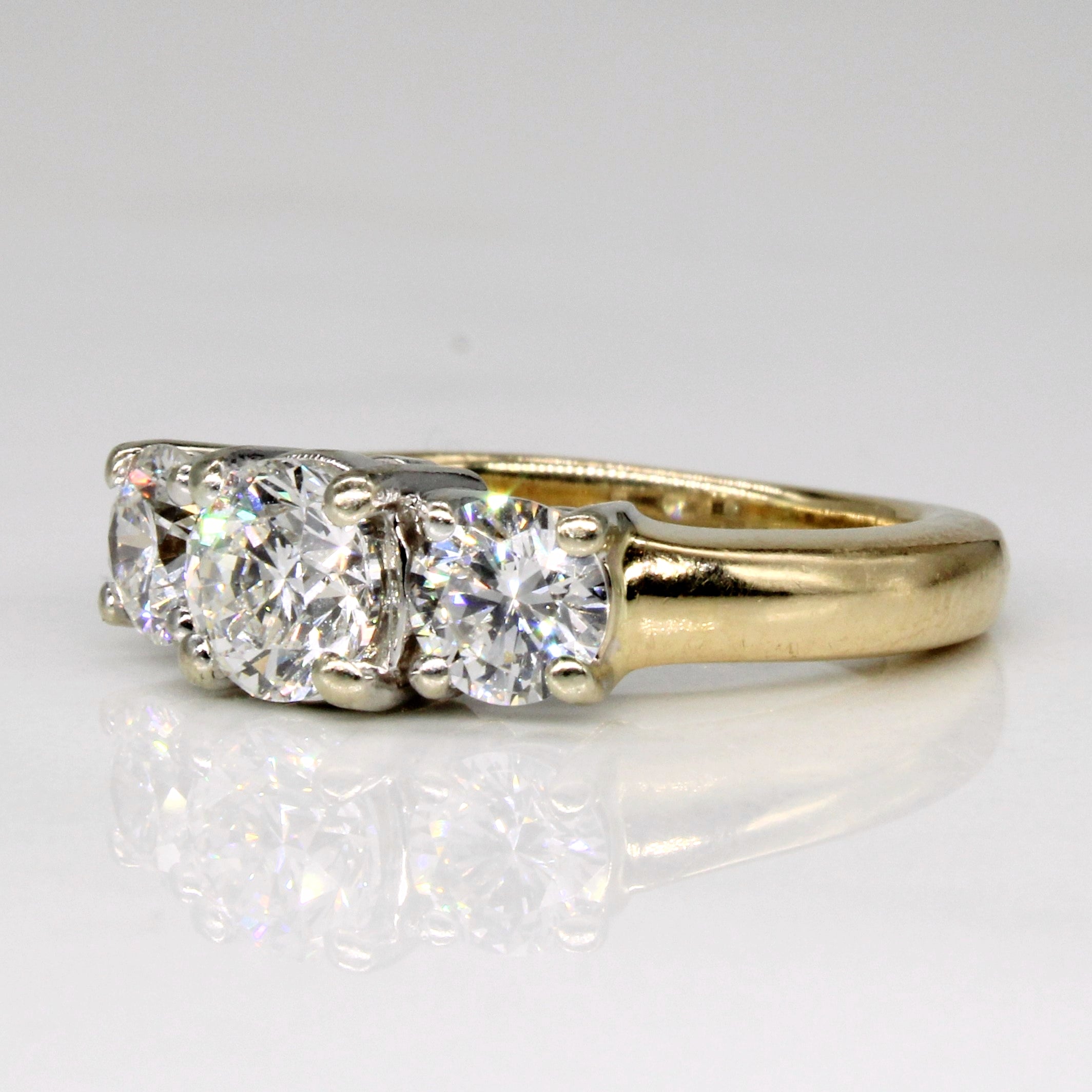 Three Stone Diamond Engagement Ring | 1.40ctw VS2 G | SZ 4 |