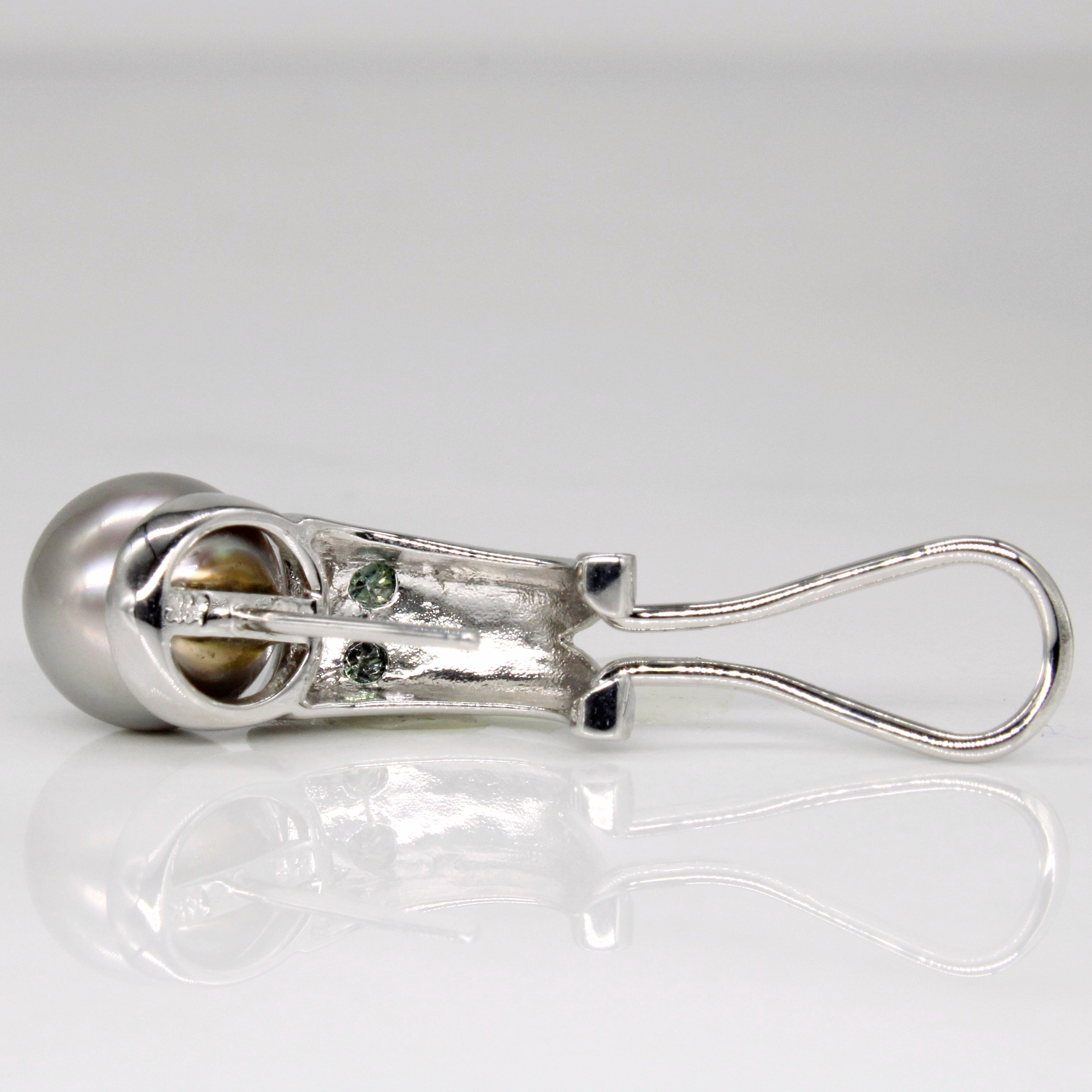 Green Diamond & Pearl Earrings | 0.08ctw |