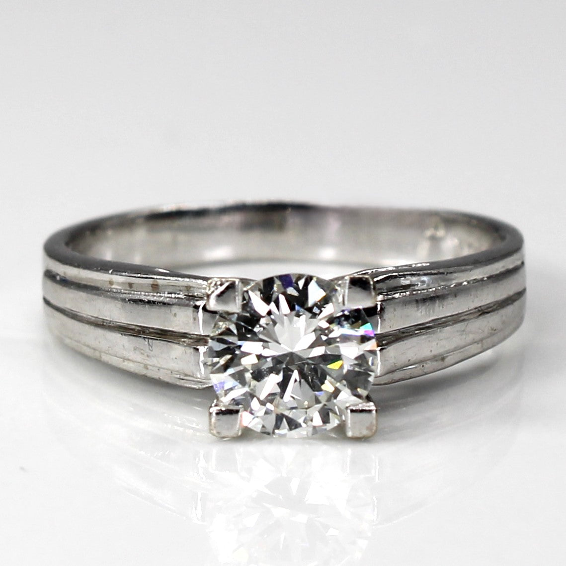 18k Solitaire Diamond White Gold Ring | 0.87ct VVS2/VS1 F/G | SZ 6.5 |