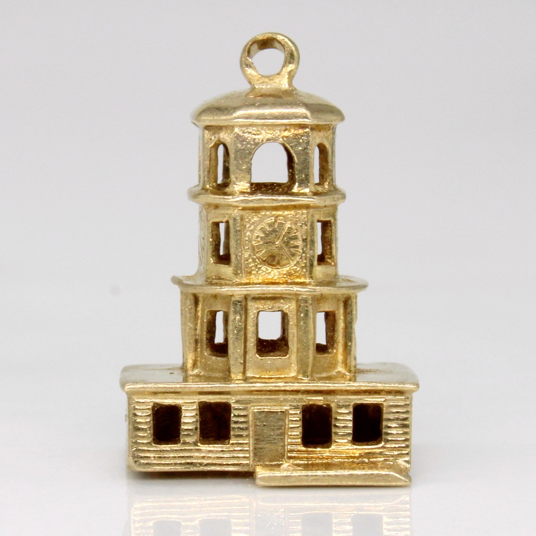 10k Yellow Gold Clock Tower Charm