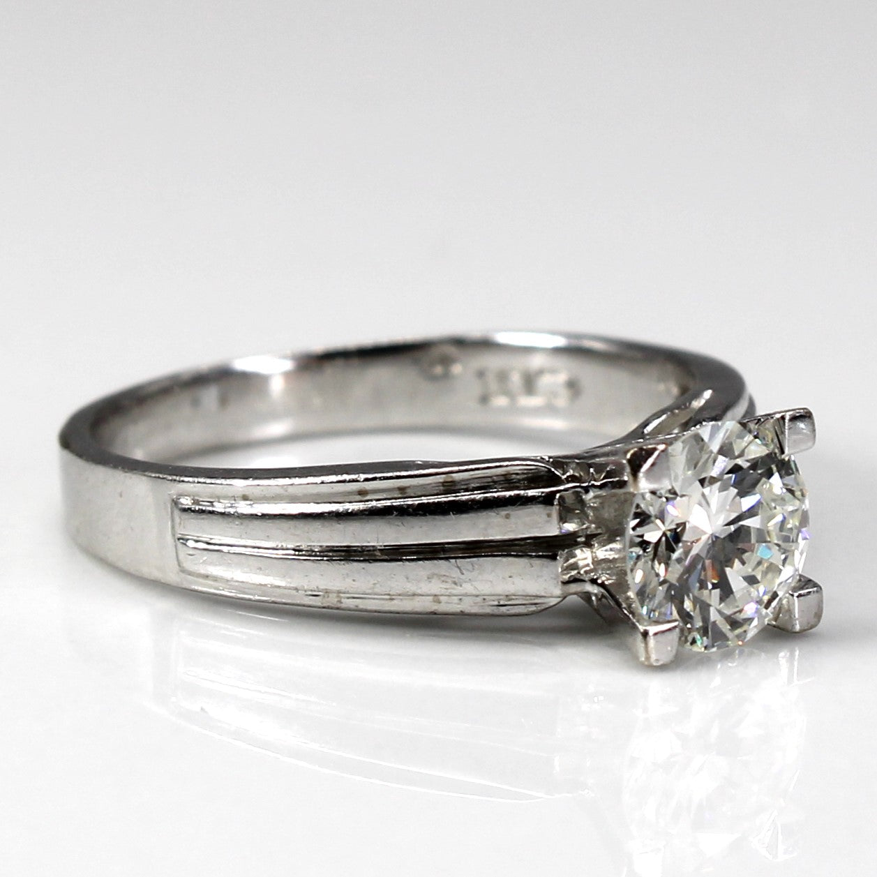 18k Solitaire Diamond White Gold Ring | 0.87ct VVS2/VS1 F/G | SZ 6.5 |