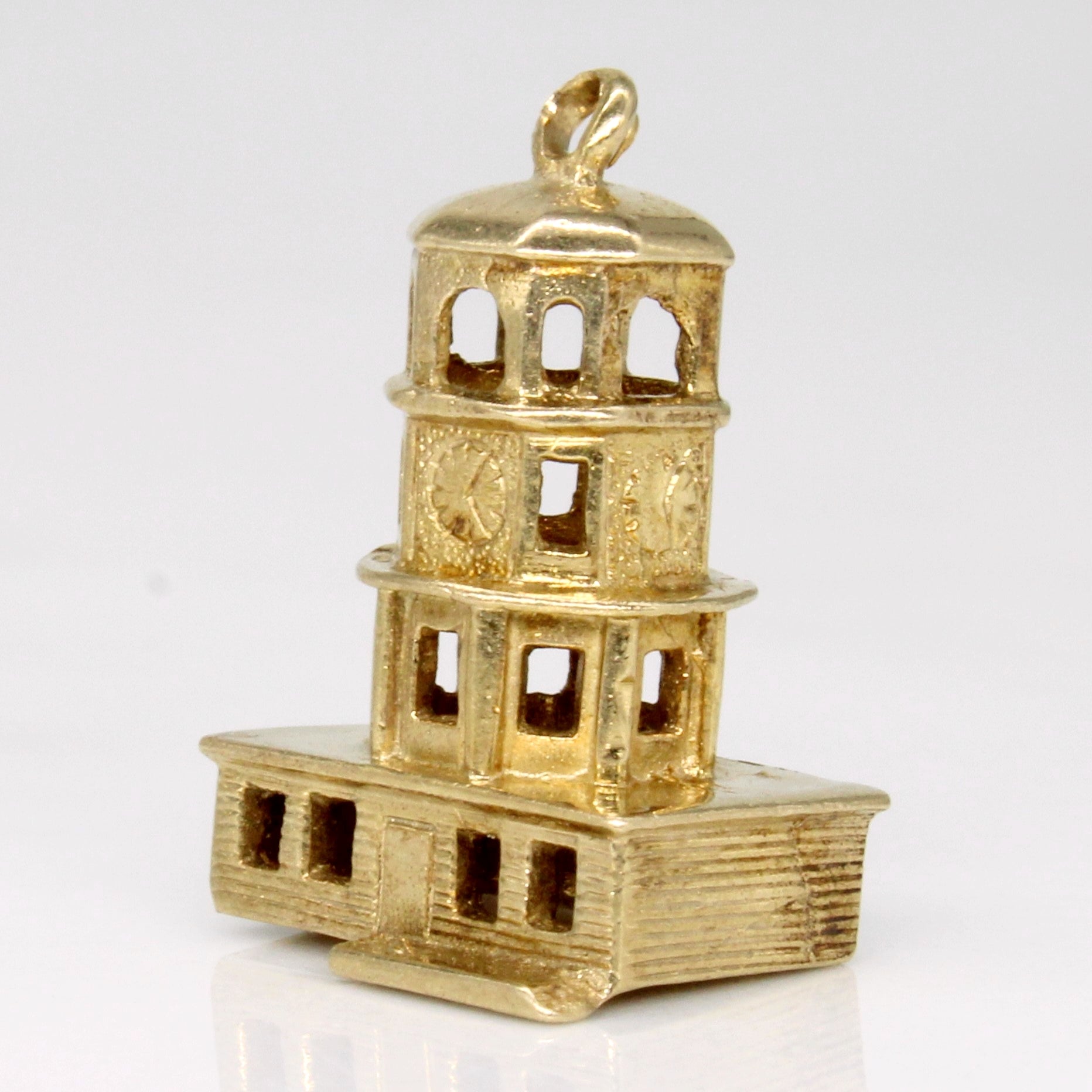 10k Yellow Gold Clock Tower Charm