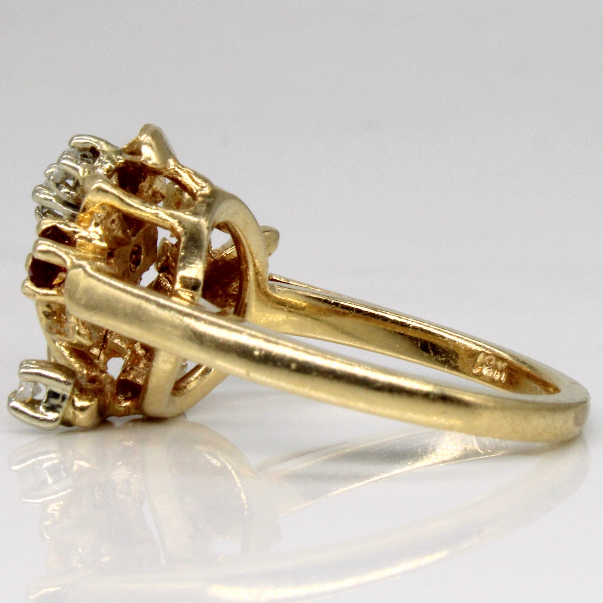 Ruby & Diamond Leaf Ring | 0.11ct, 0.10ctw | SZ 6.25 |