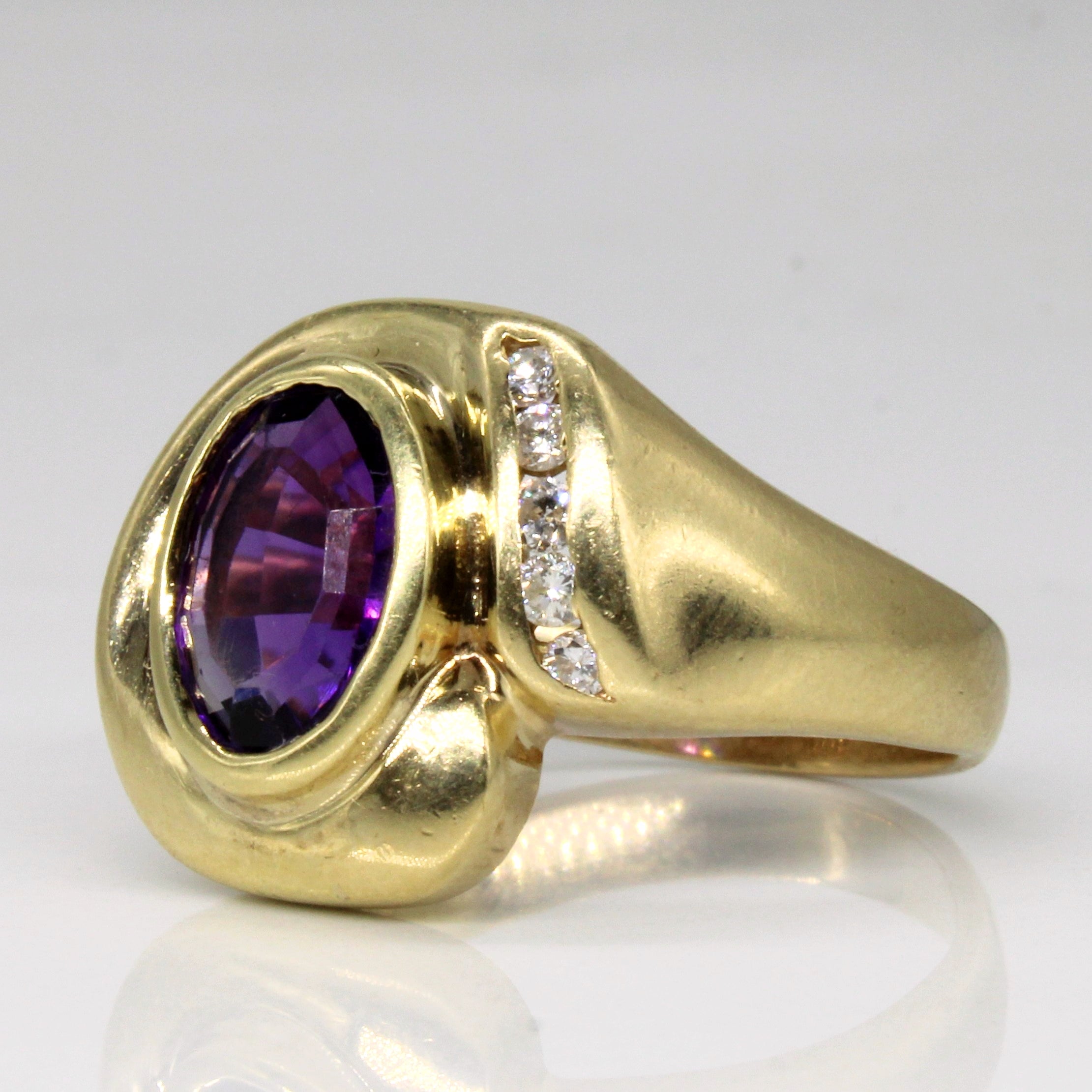 Amethyst & Diamond Cocktail Ring | 1.50ct, 0.13ctw | SZ 8.75 |