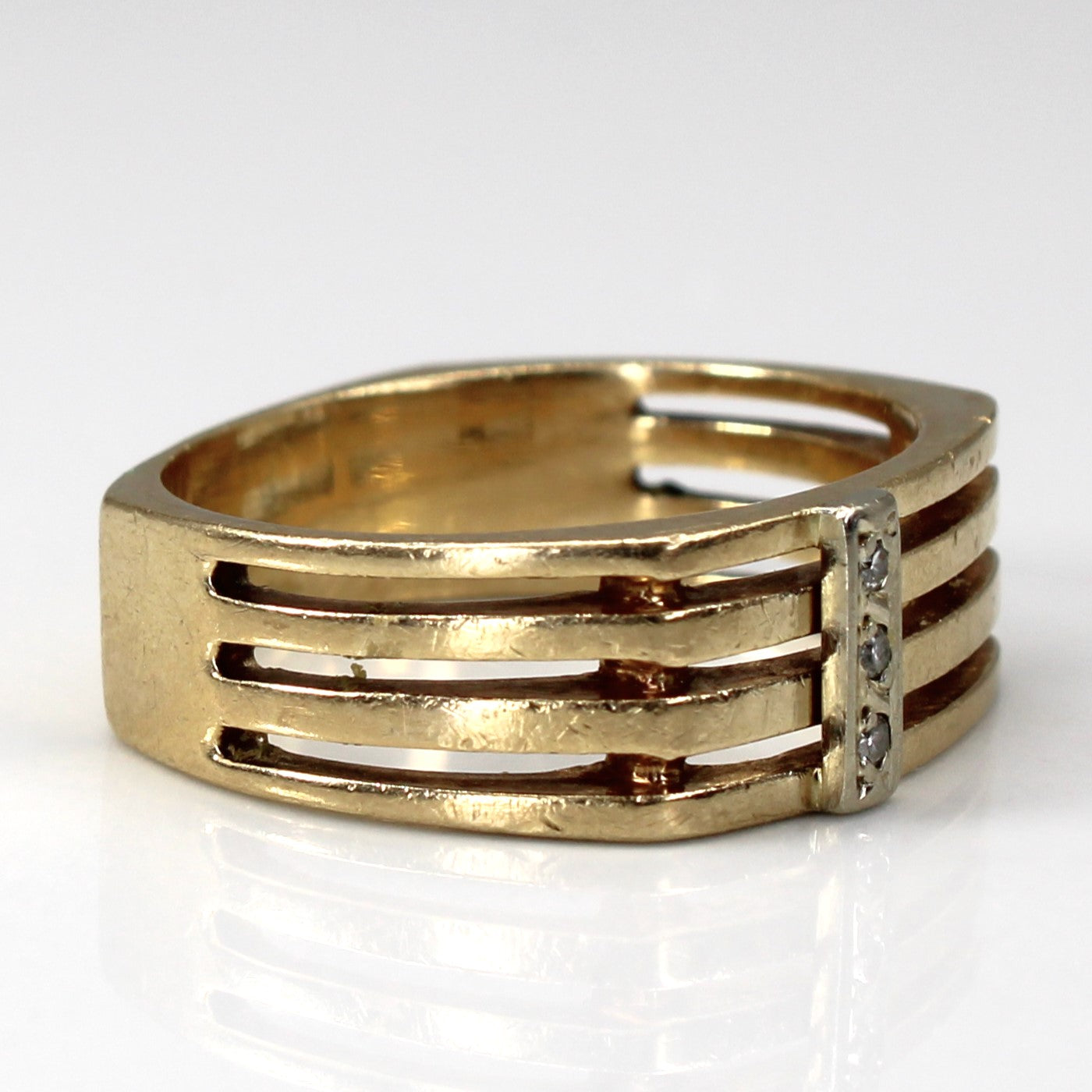 Diamond Triple Row Gold Ring | 0.04ctw | SZ 8.75 |