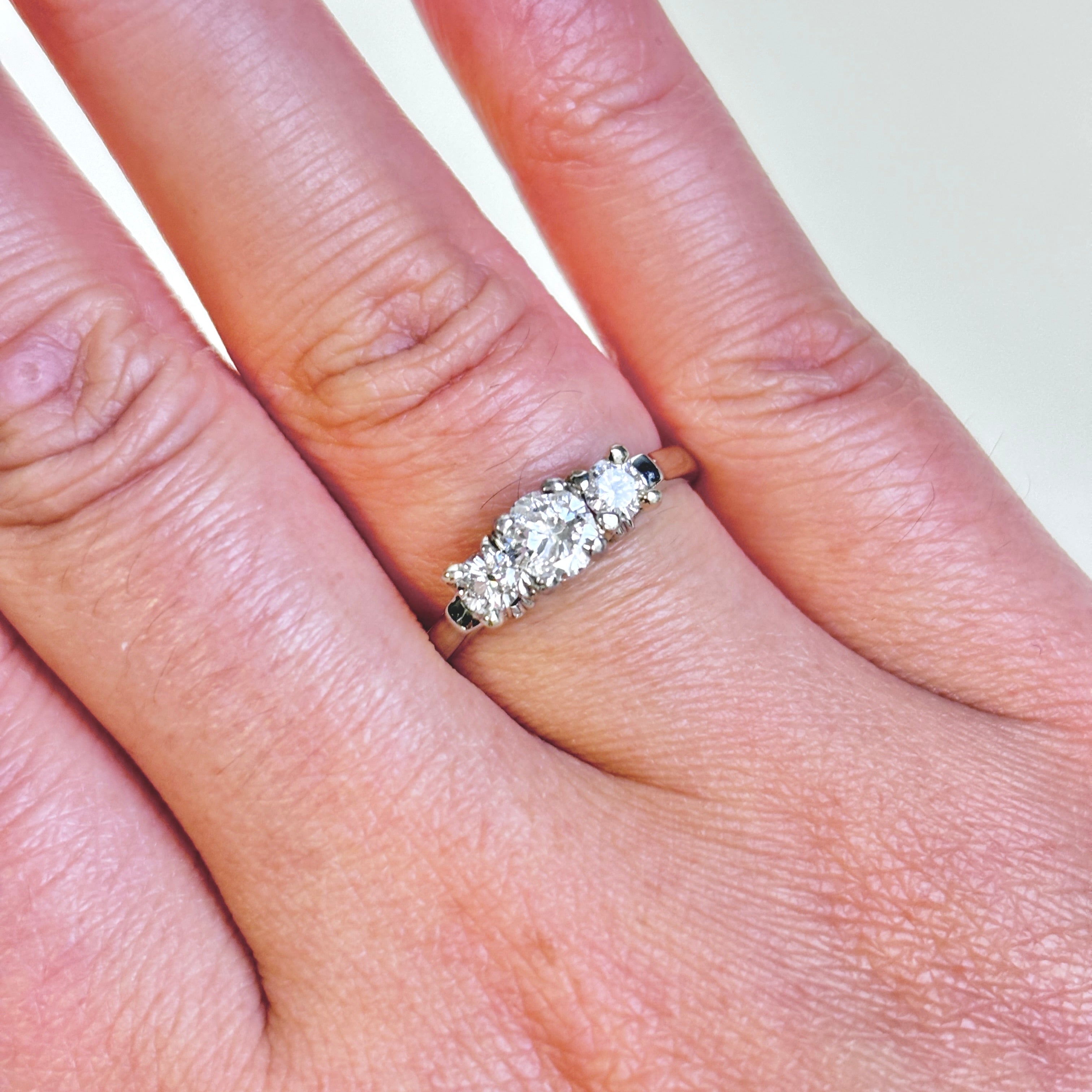18k White Gold Three Stone Diamond Ring | 0.75ctw | SZ 7.75