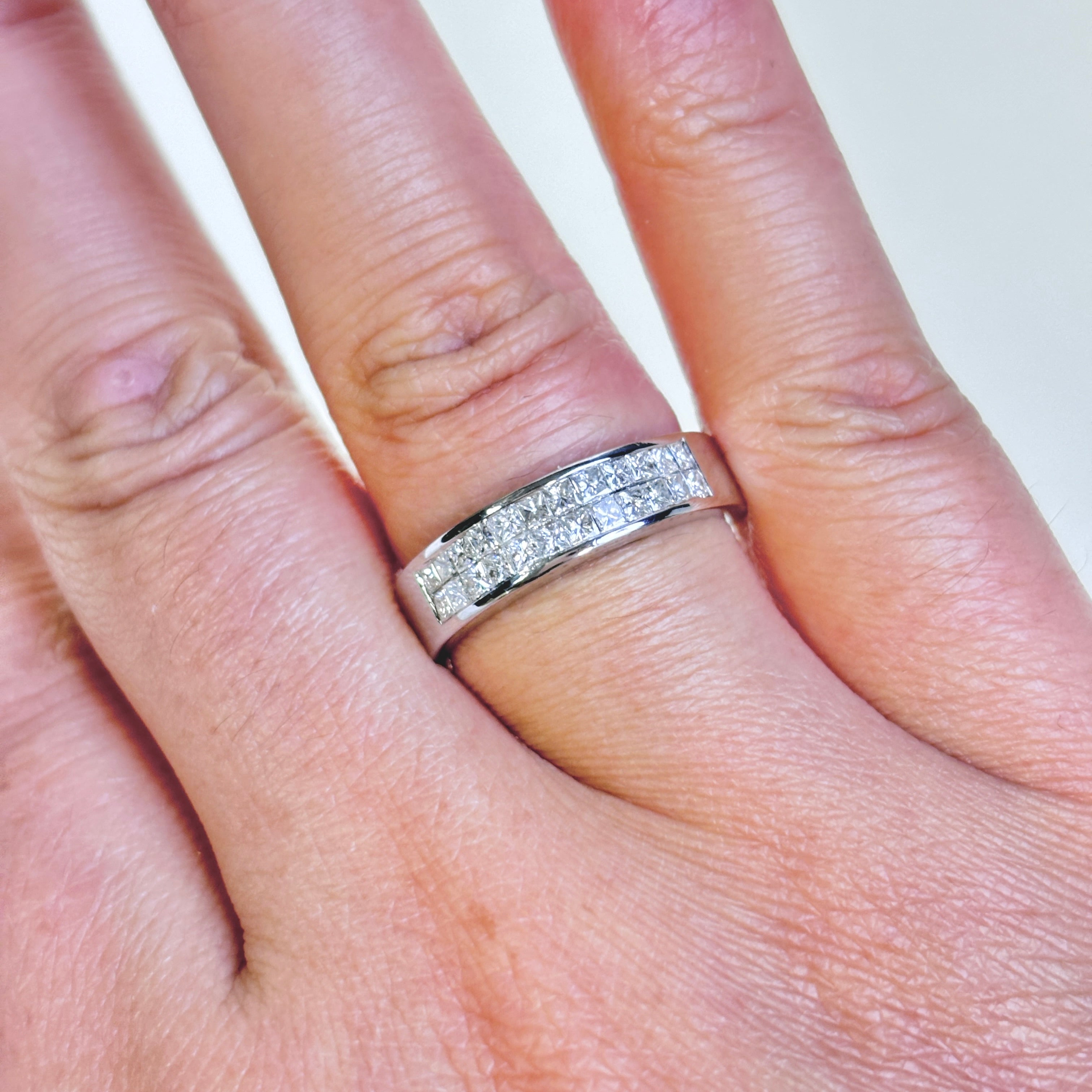 14k White Gold Double Rows Diamond Band | 0.57ctw | SZ 7.5
