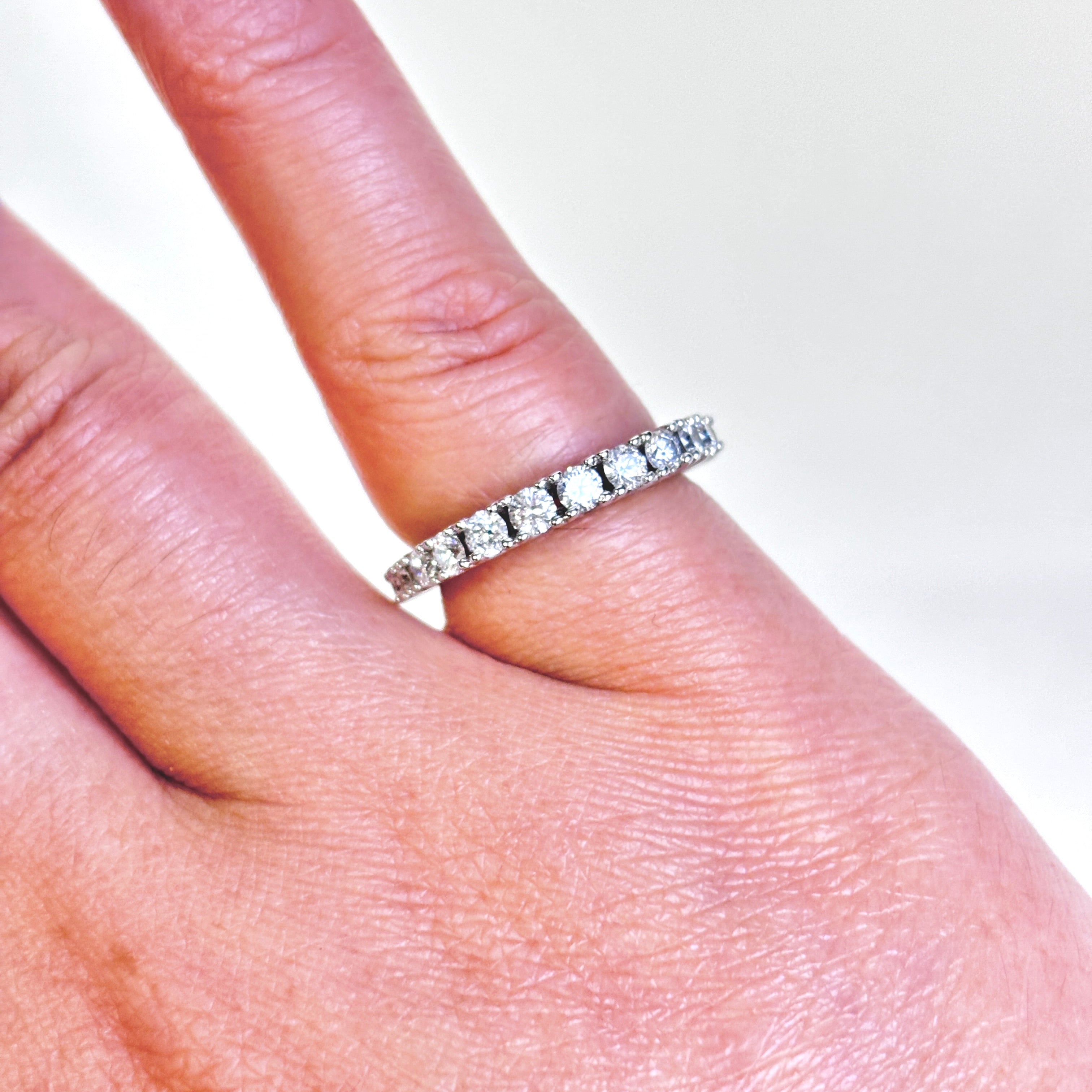 14k White Gold Semi Eternity Diamond Band | 0.80ctw | SZ 5