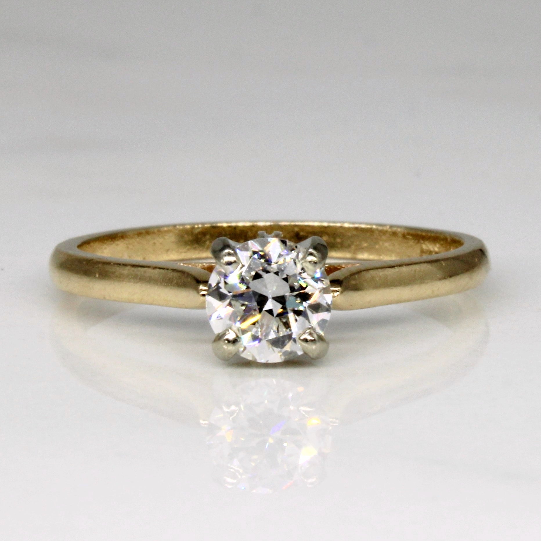 Bague de fiançailles solitaire en diamant taille ancienne européenne | 0,48 ct | Taille 5,75 |