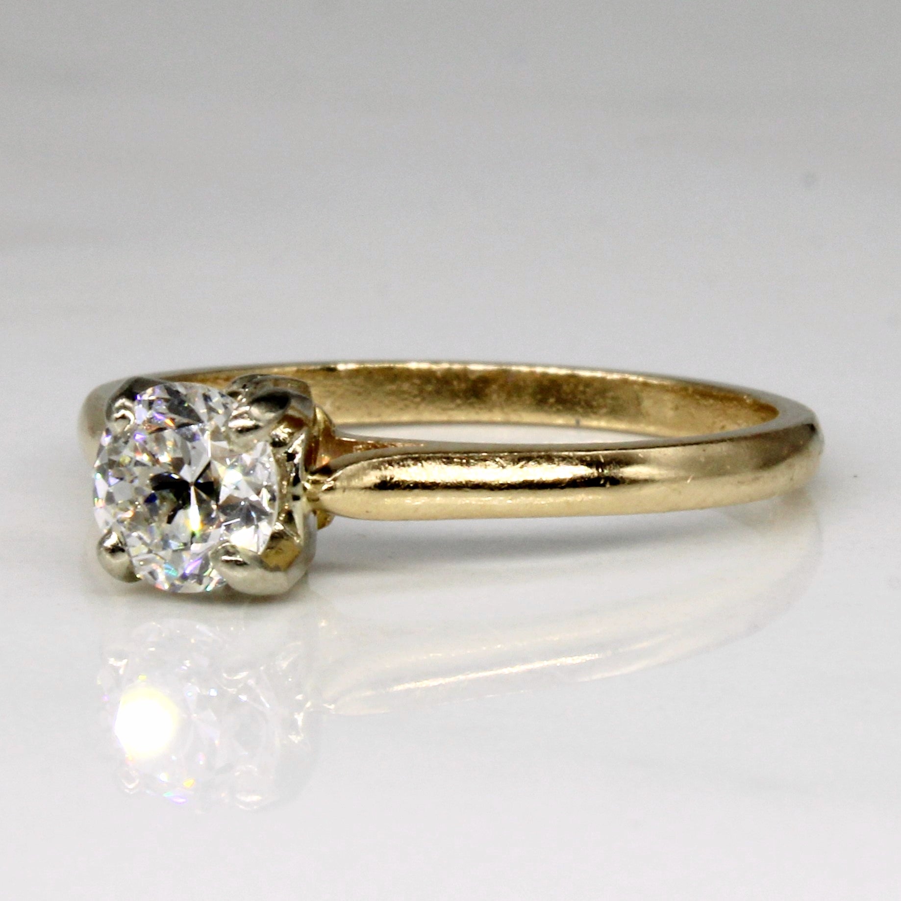 Bague de fiançailles solitaire en diamant taille ancienne européenne | 0,48 ct | Taille 5,75 |