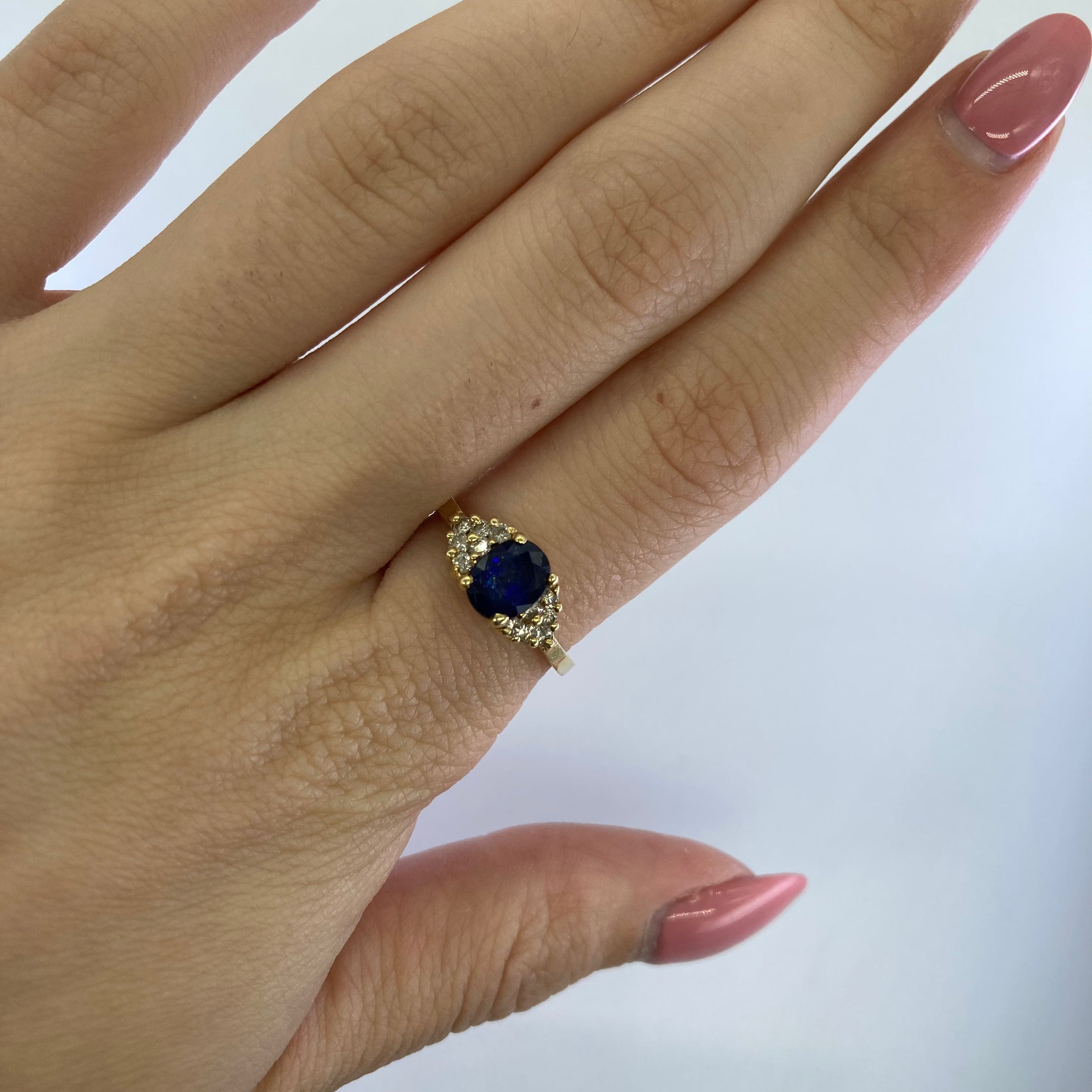 Blue Sapphire & Diamond Cluster Ring | 0.24ctw, 1.00ct | SZ 7 |