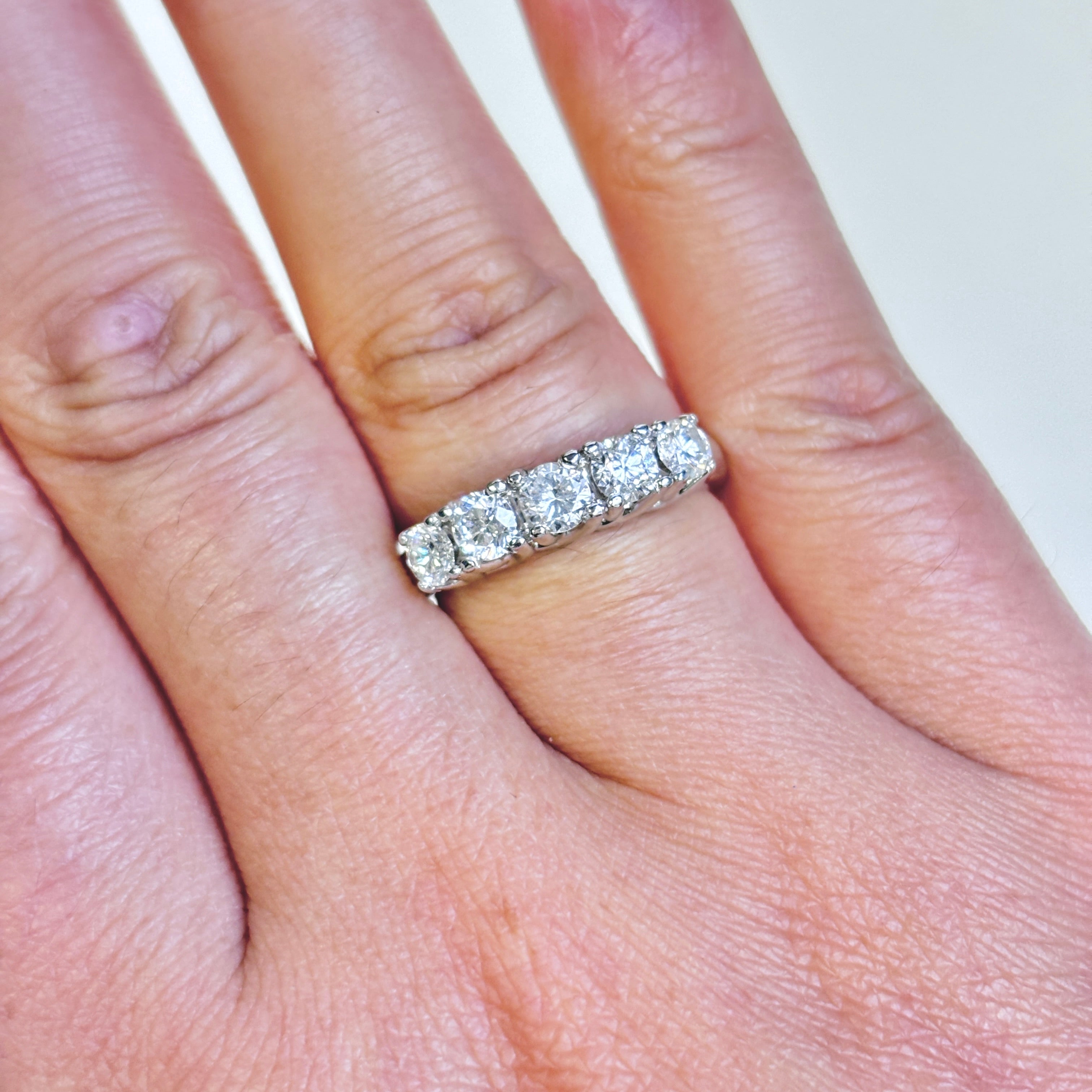 14k White Gold Five Stone Diamond Ring | 1.02ctw | SZ 6