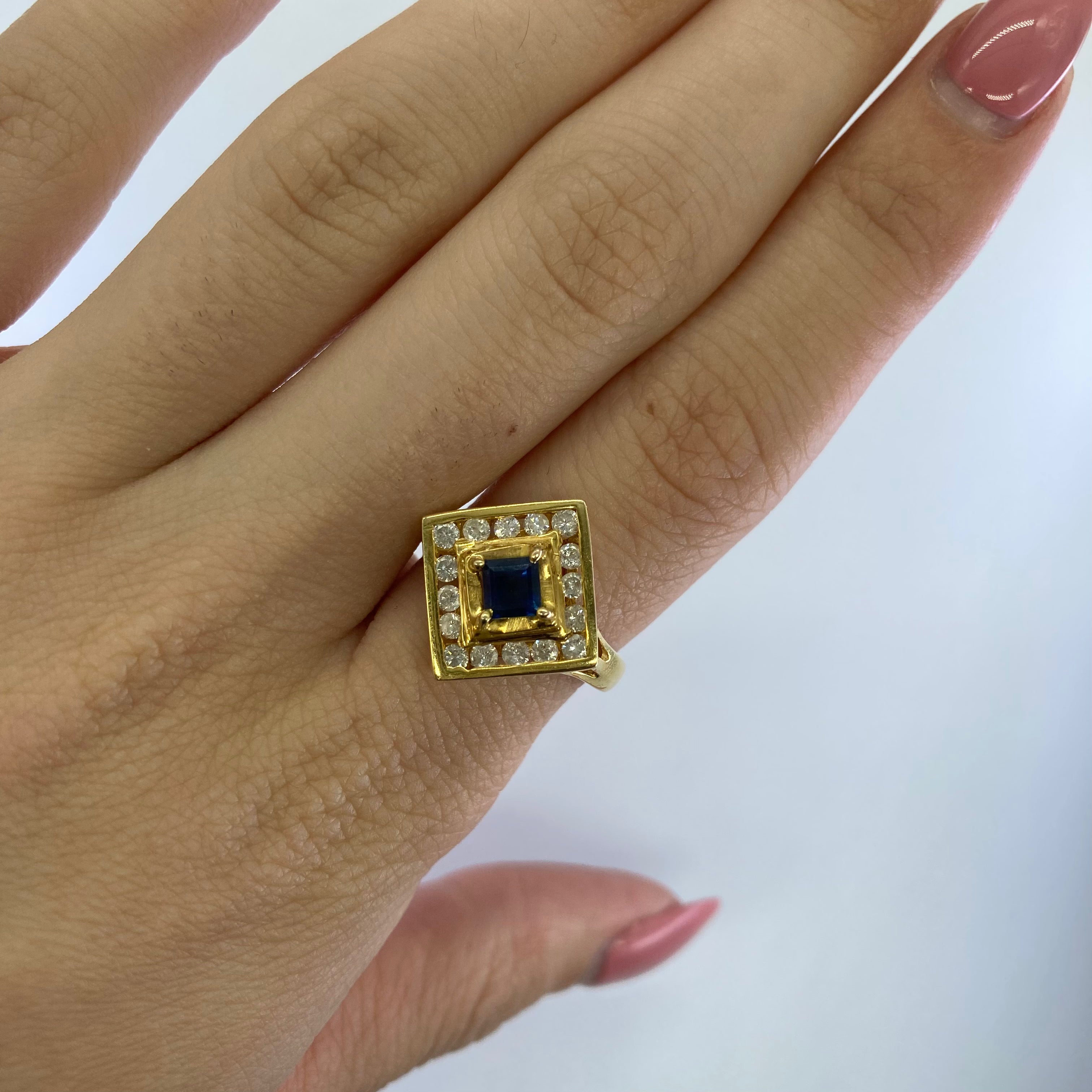 Blue Sapphire & Diamond Cocktail Ring | 0.16ctw, 0.45ct | SZ 7.25 |