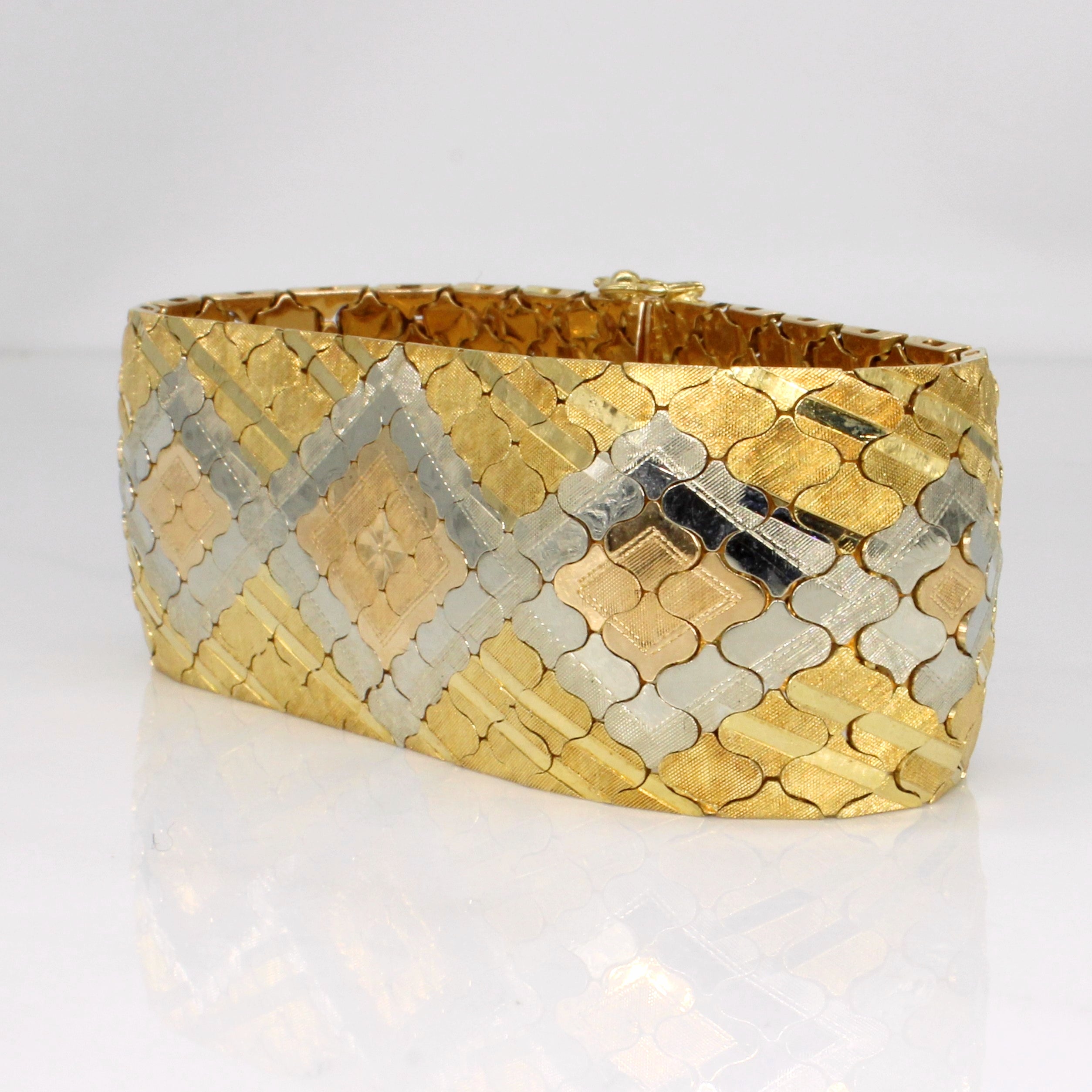 18k Italian Tri Tone Gold Vintage Bracelet | 7.5" |