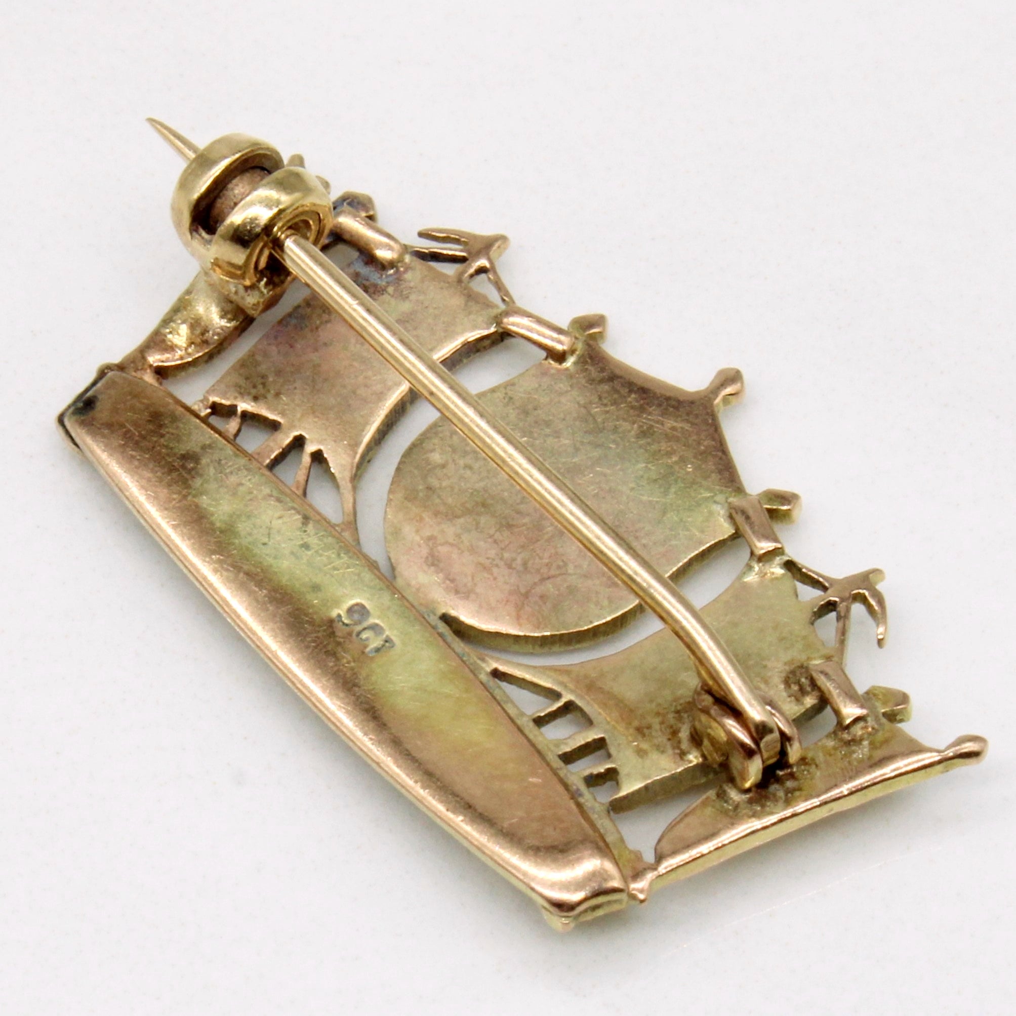 9k Yellow Gold Ship Sail Brooch
