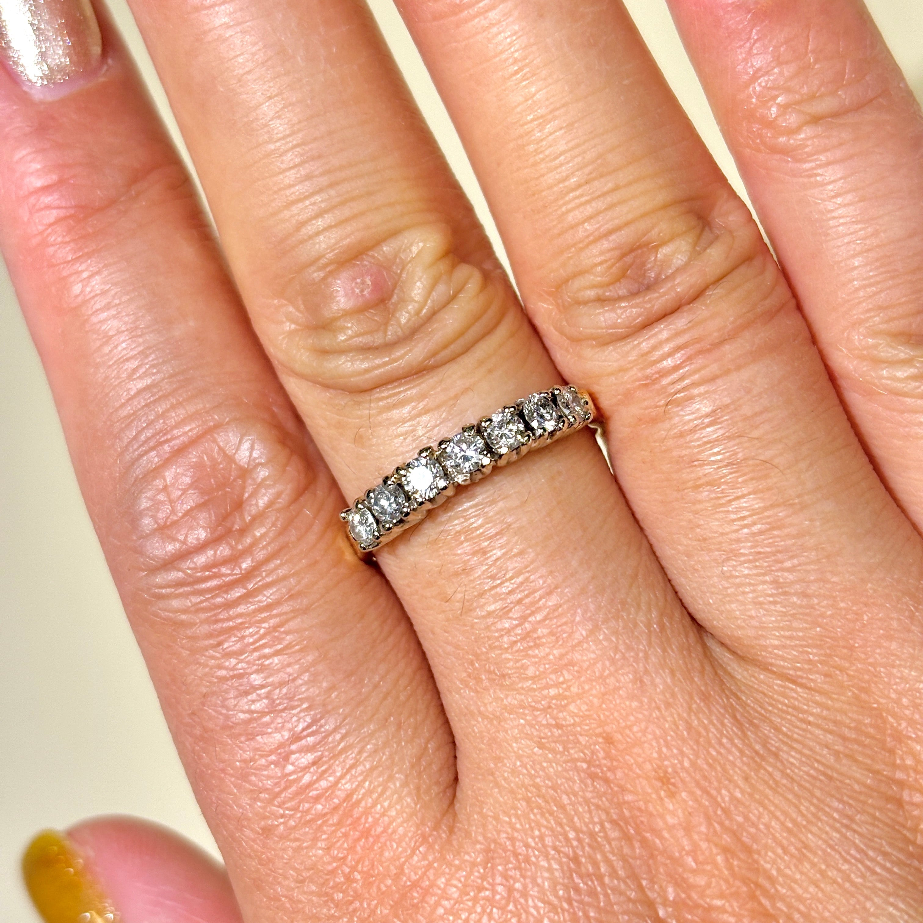 14k Yellow Gold Single Row Diamond Ring | 0.42ctw | SZ 8.5