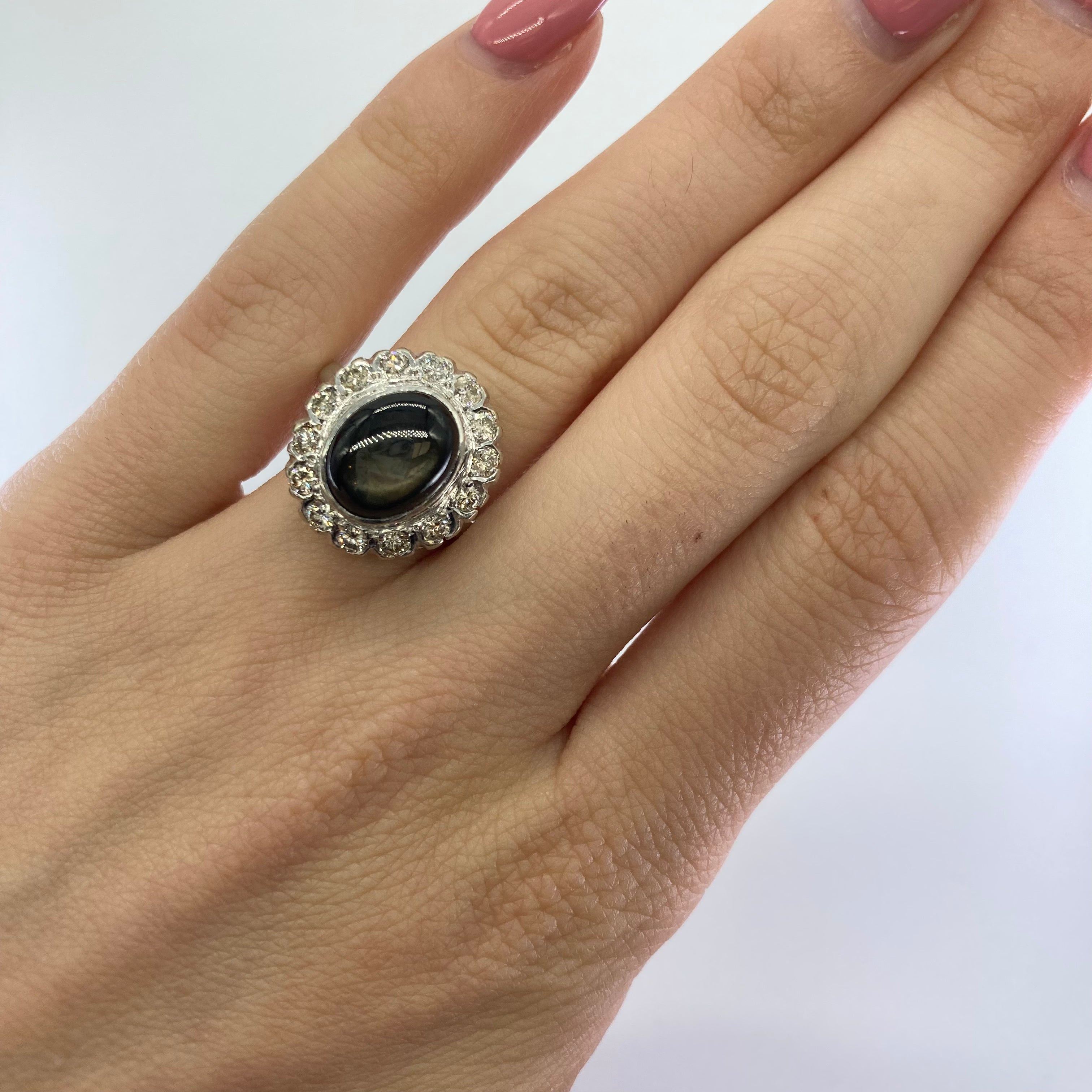 Star Grey Sapphire & Diamond Cocktail Ring | 4.60ct, 0.50ctw | SZ 5.5 |