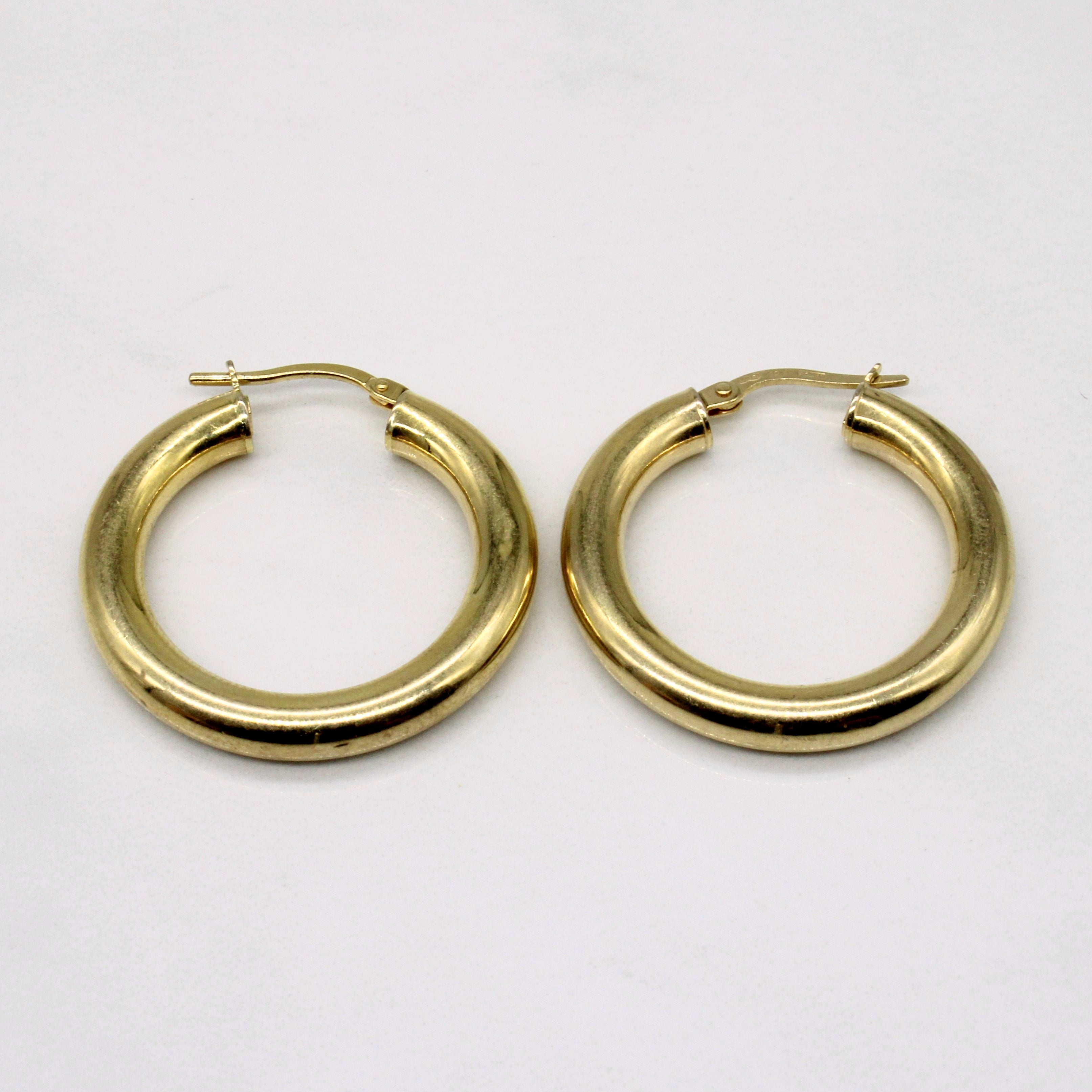 18k Italian Yellow Gold Hoop Earrings