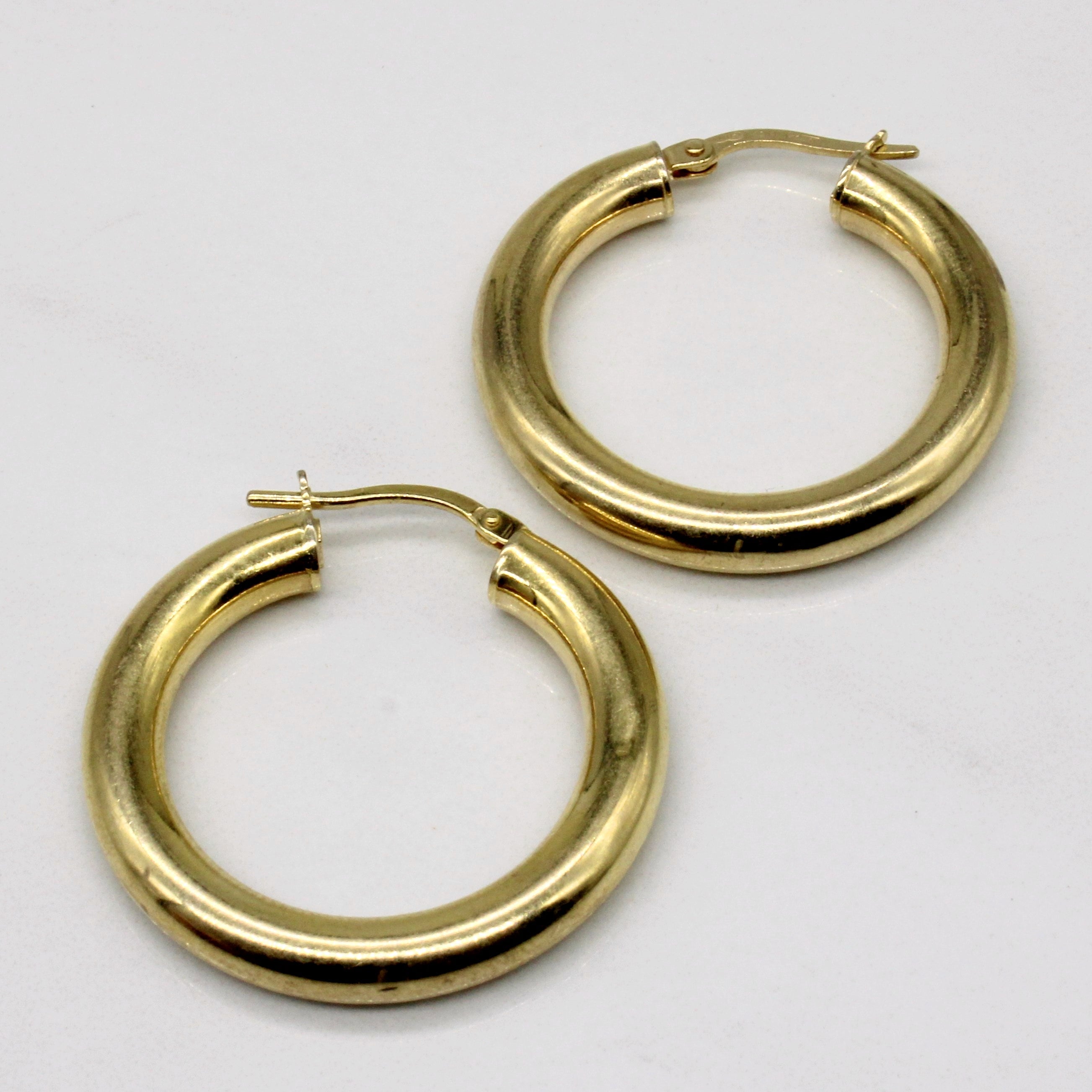 18k Italian Yellow Gold Hoop Earrings