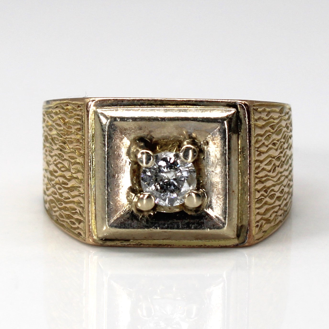 Solitaire Diamond Wide Gold Ring | 0.31ct | SZ 8.75 |