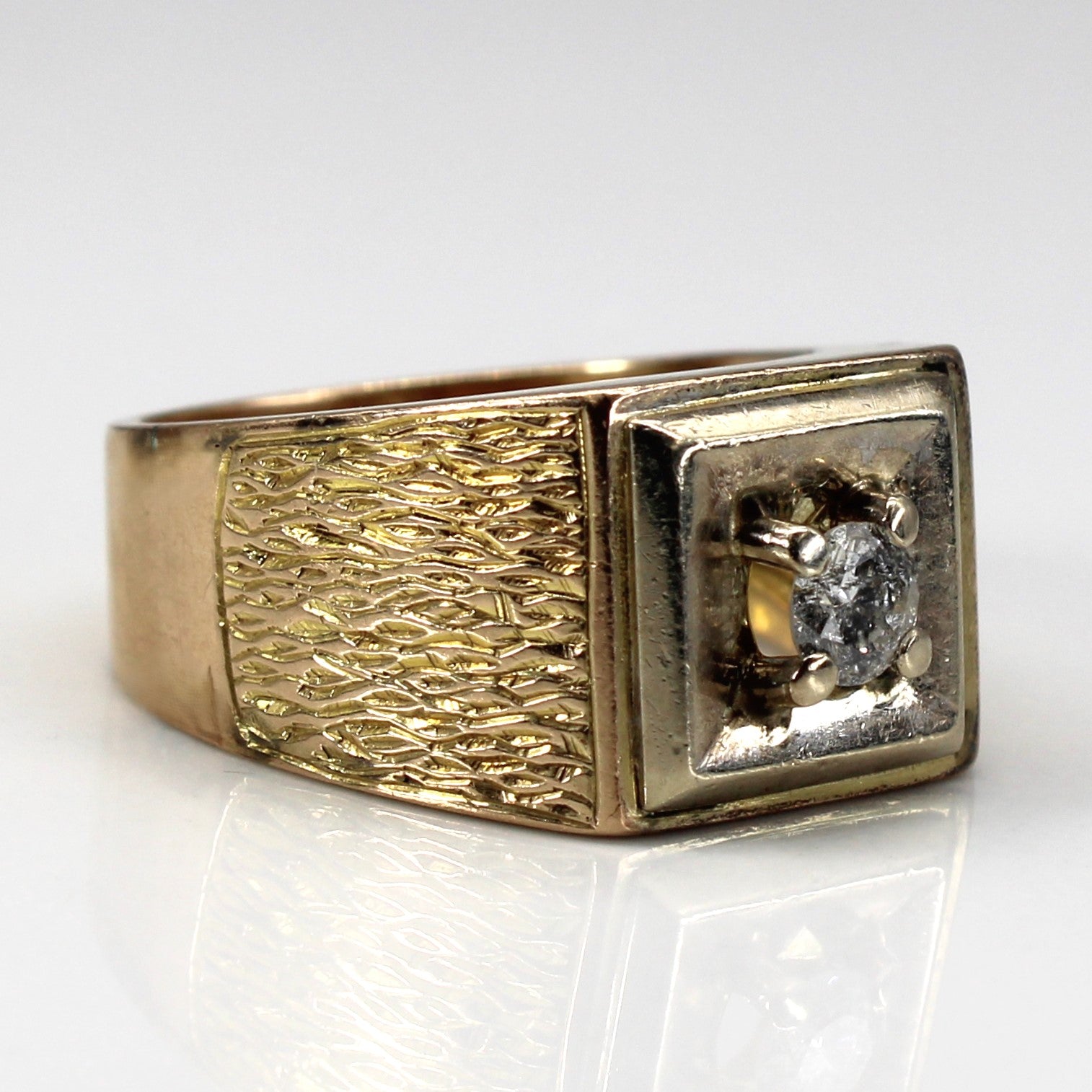 Solitaire Diamond Wide Gold Ring | 0.31ct | SZ 8.75 |