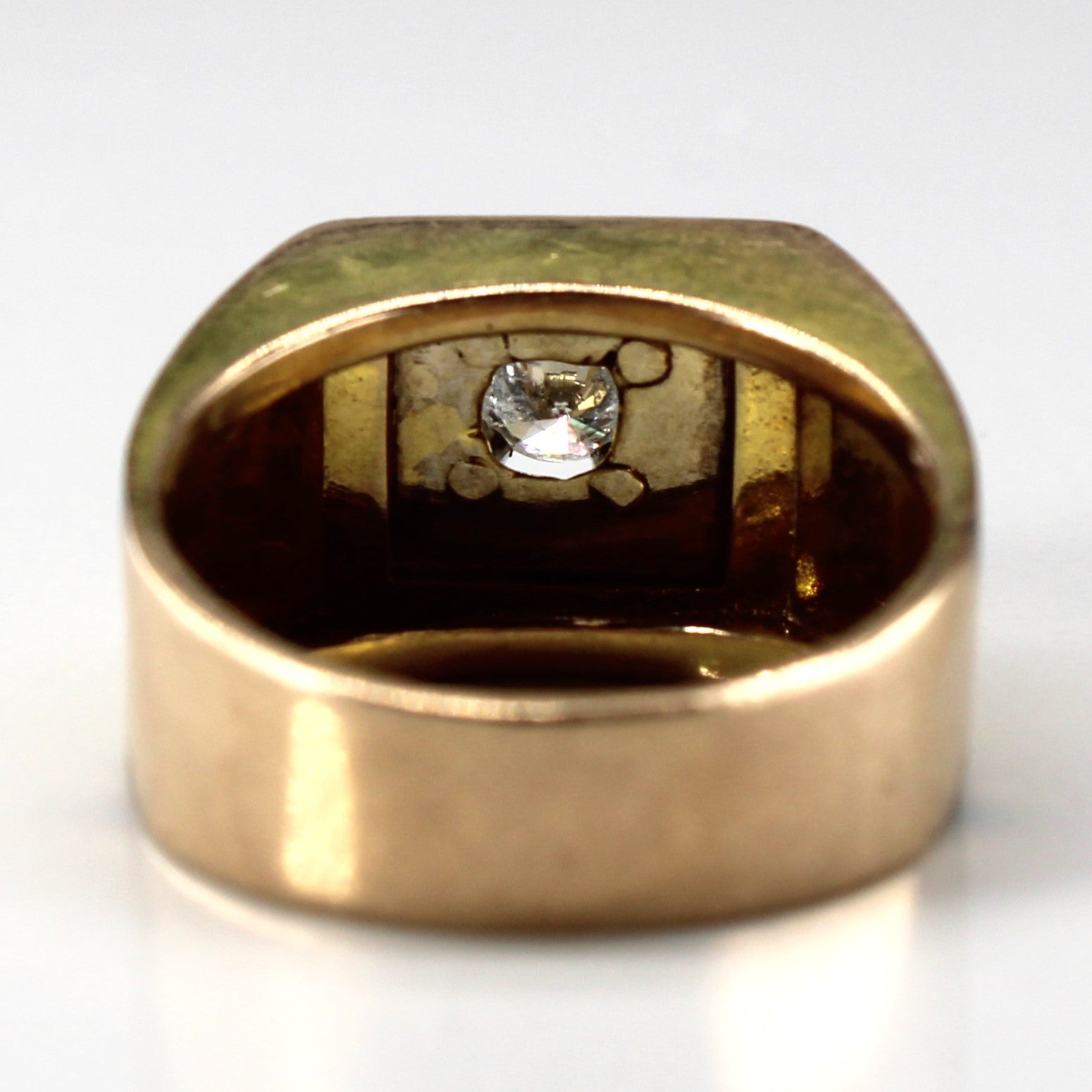 Solitaire Diamond Wide Gold Ring | 0.31ct | SZ 8.75 |