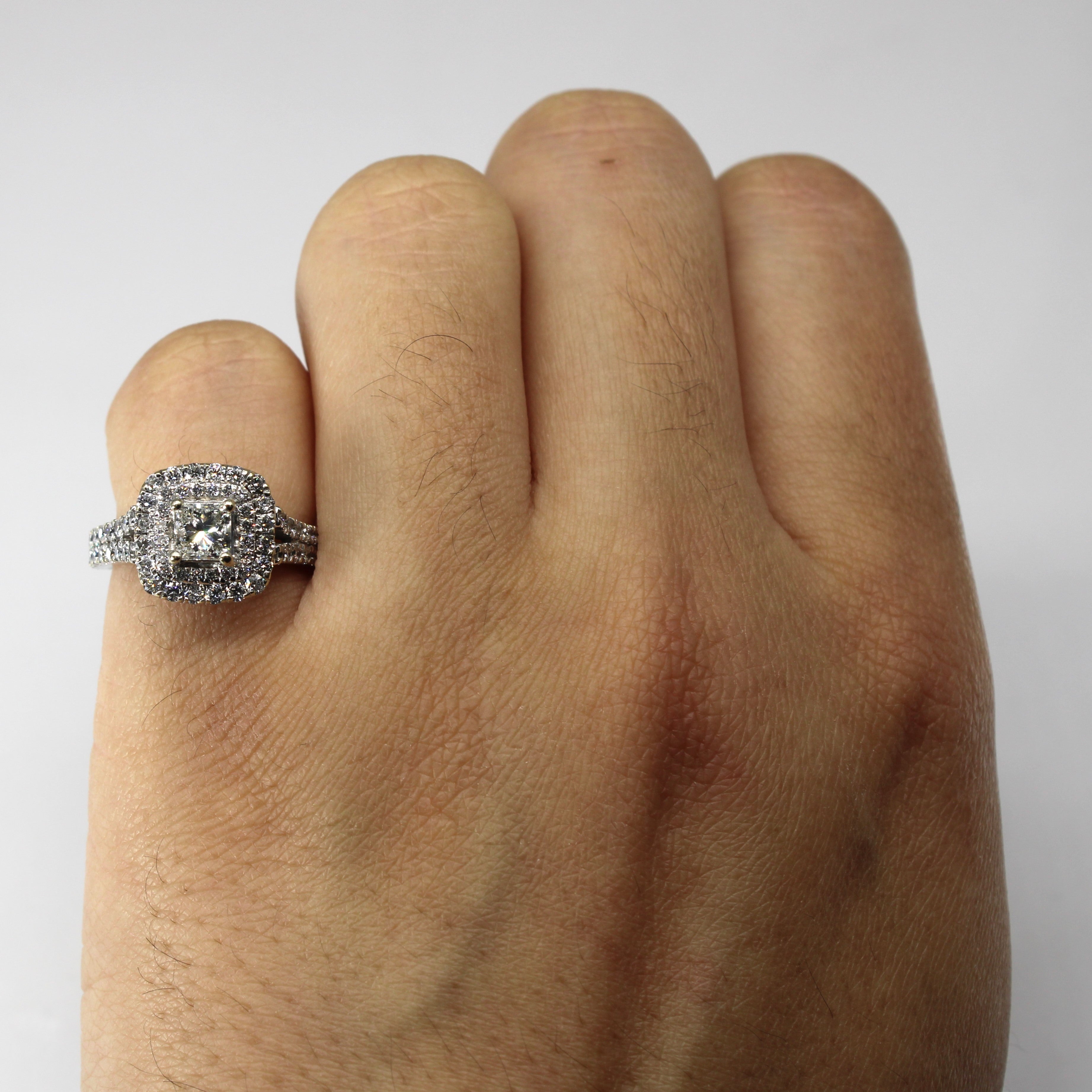 Princess Diamond Halo Engagement Ring | 1.44ctw | SZ 3.25 |