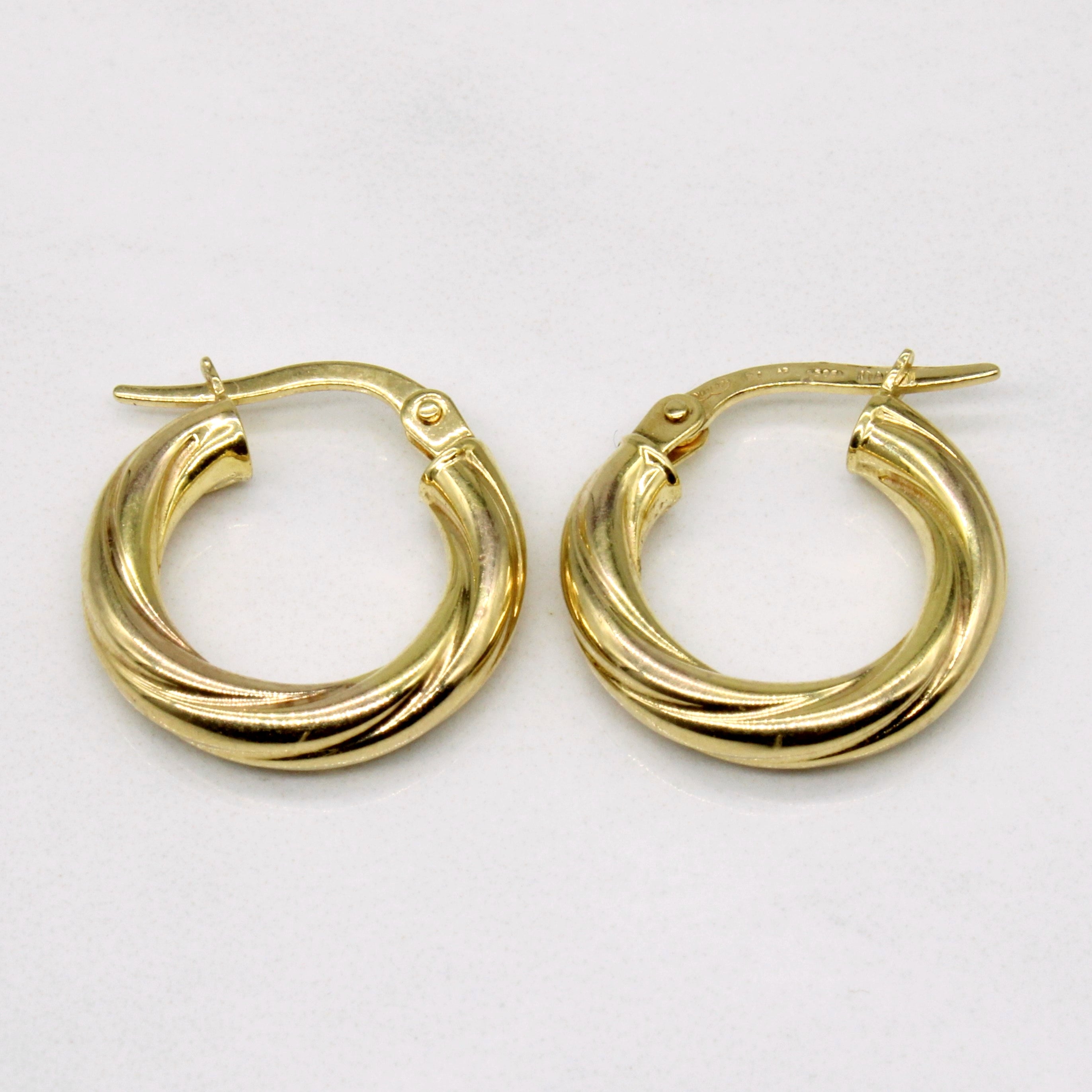 14k Yellow Gold Twist Hoop Earrings